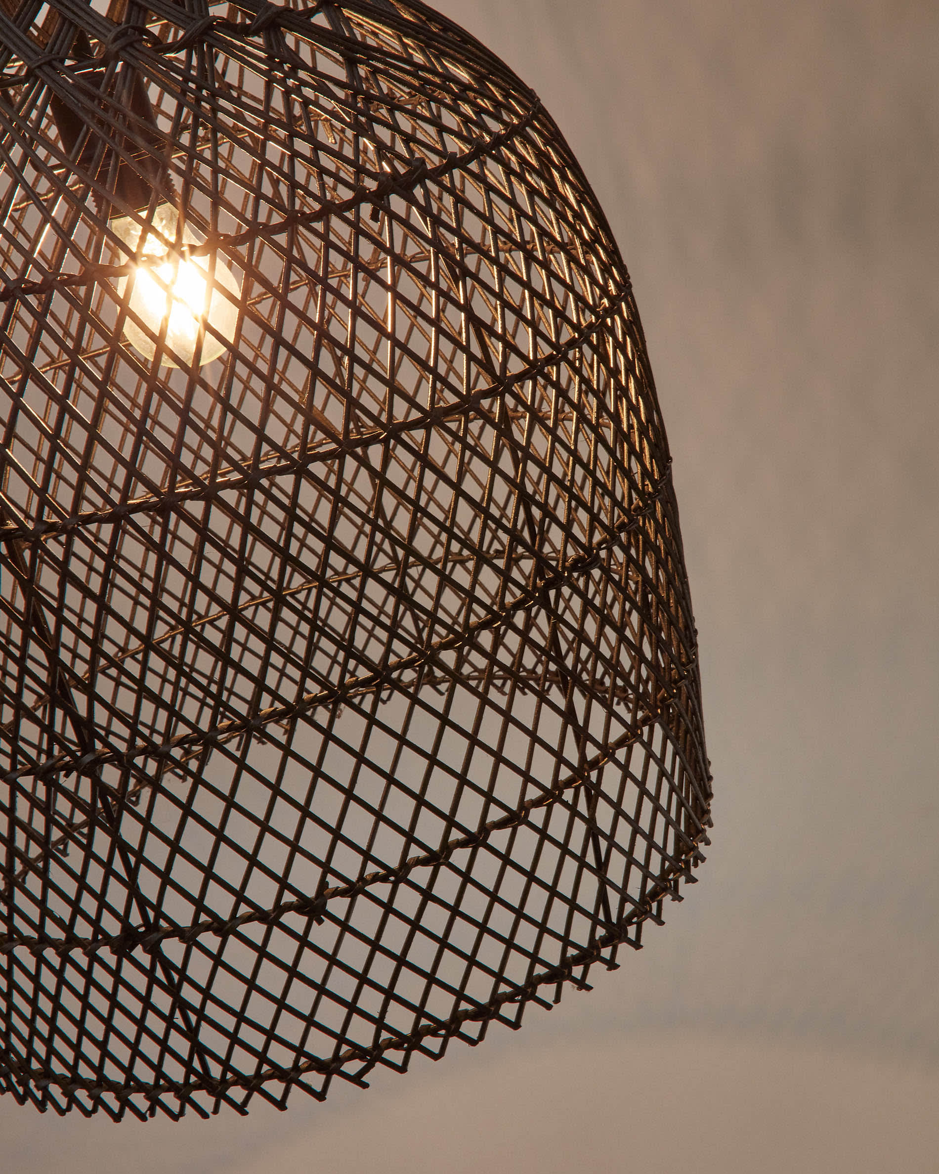 Domitila rattan ceiling lamp shade with black painted finish, Ø 44 cm