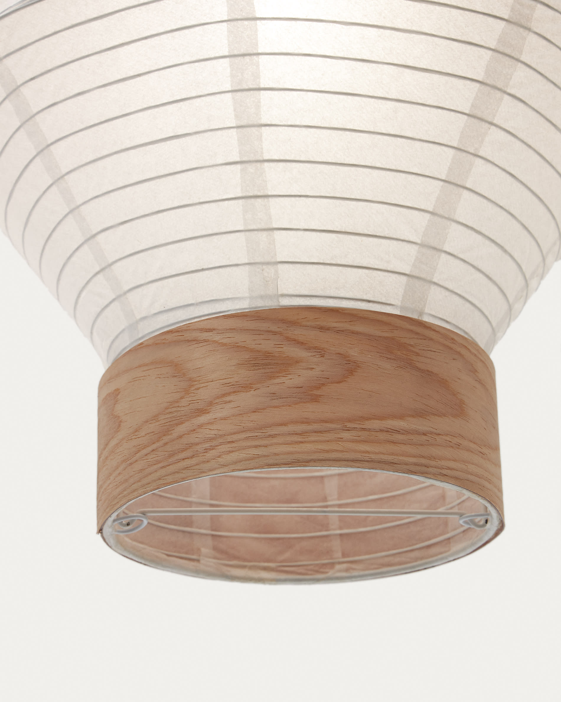 Hila ceiling lamp screen in white paper with natural wood veneer Ø 30 cm