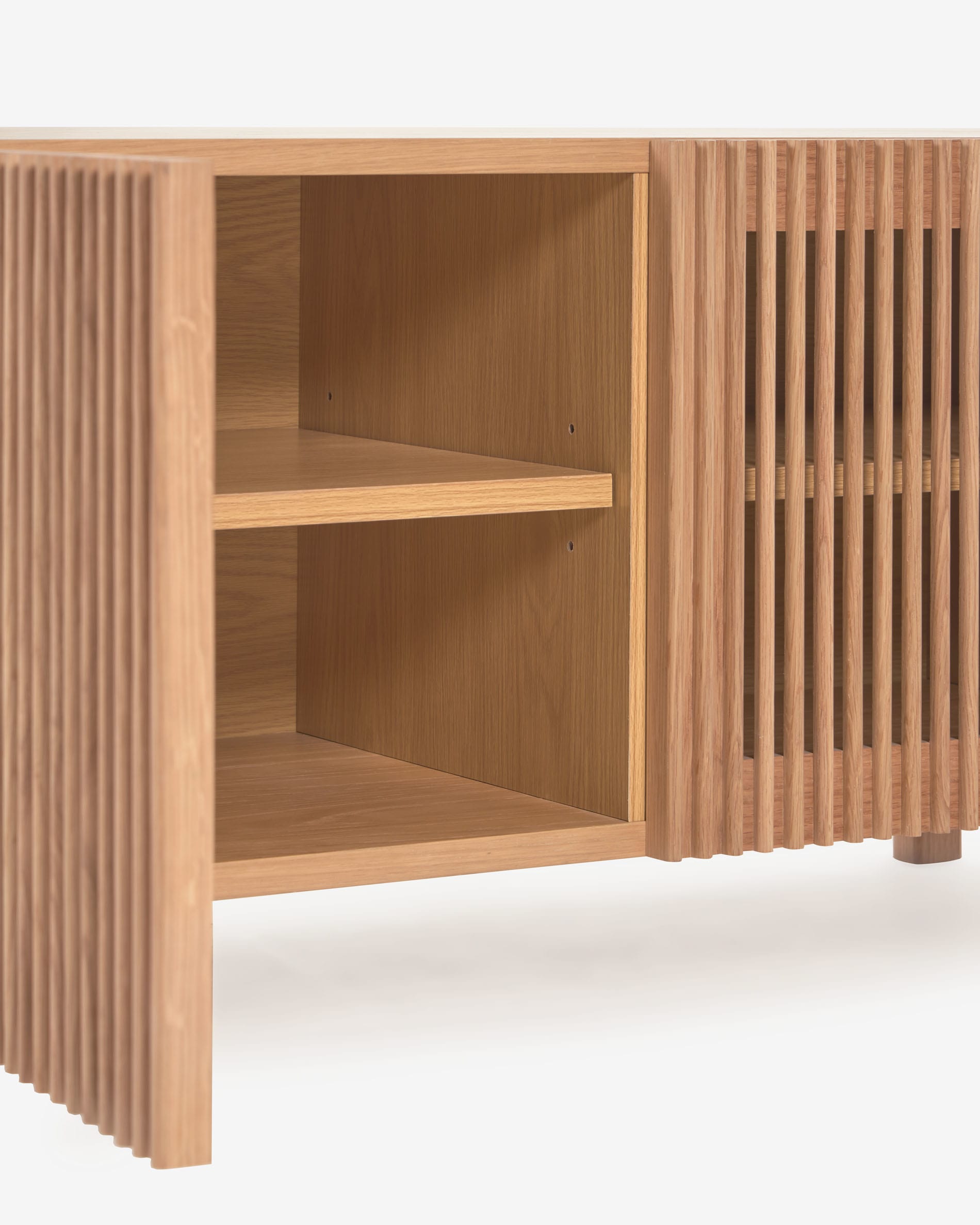 Beyla 2-door shoe rack in solid ash wood and oak veneer 98.5 cm FSC 100%