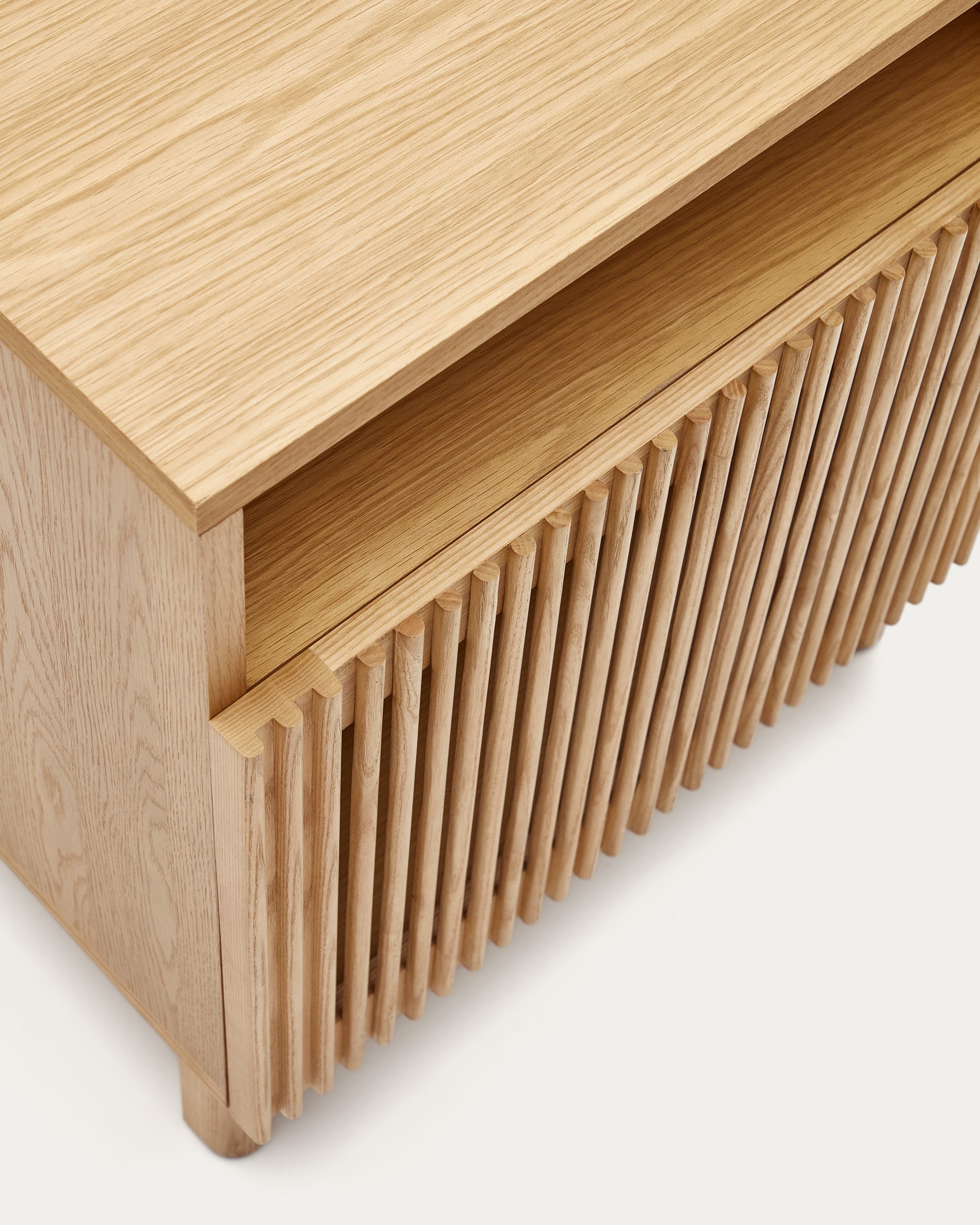 Beyla bedside table in solid ash wood and oak veneer 53 x 62 cm FSC 100%