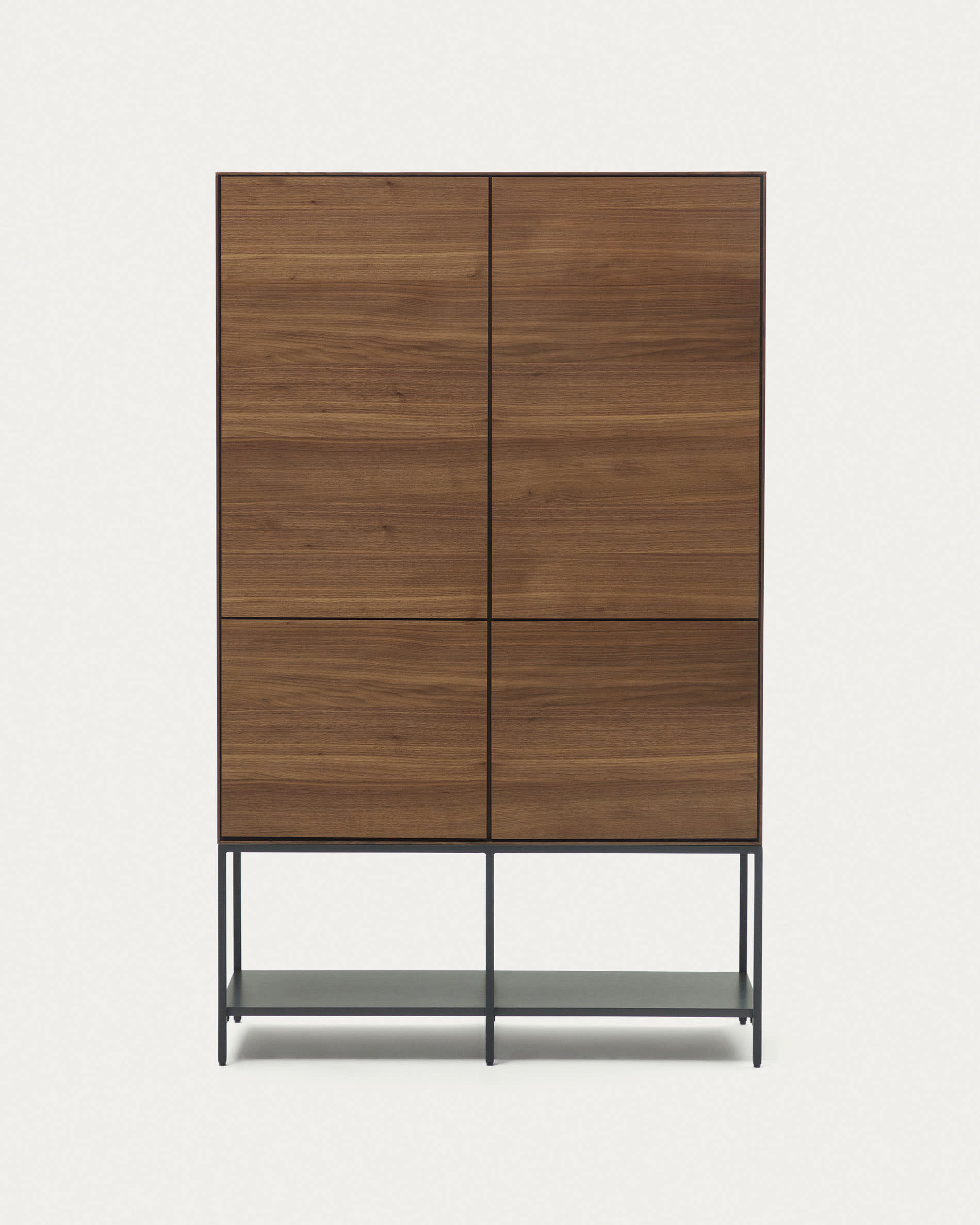 Vedrana 4 door tall sideboard in walnut veneer with steel legs