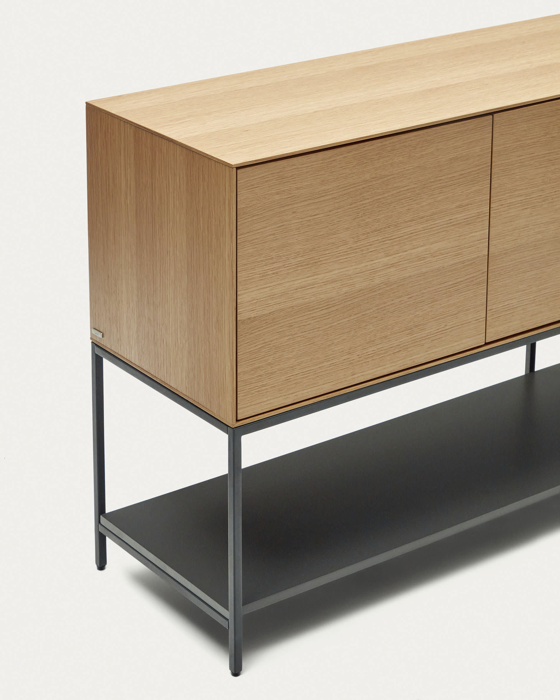 Vedrana 2 door sideboard in oak veneer with steel legs, 98 x 80 cm