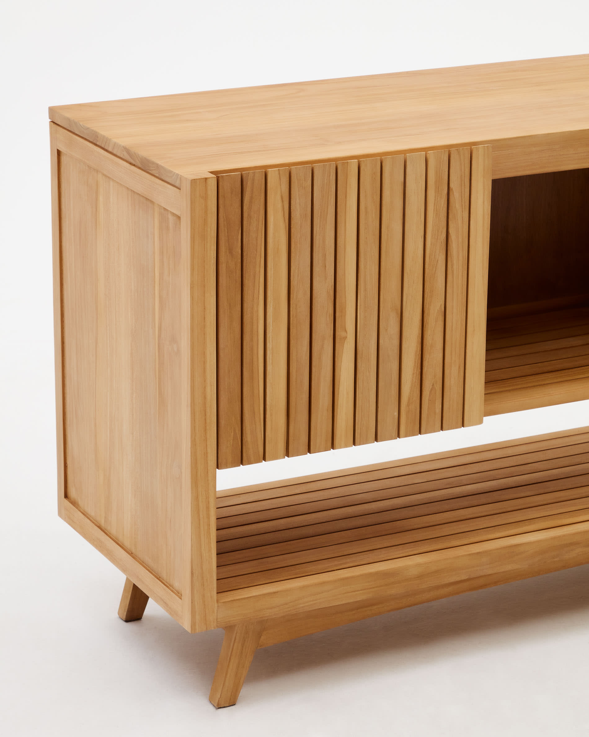 Kuveni bathroom furniture in solid teak wood with a natural finish, 140 x 50 cm