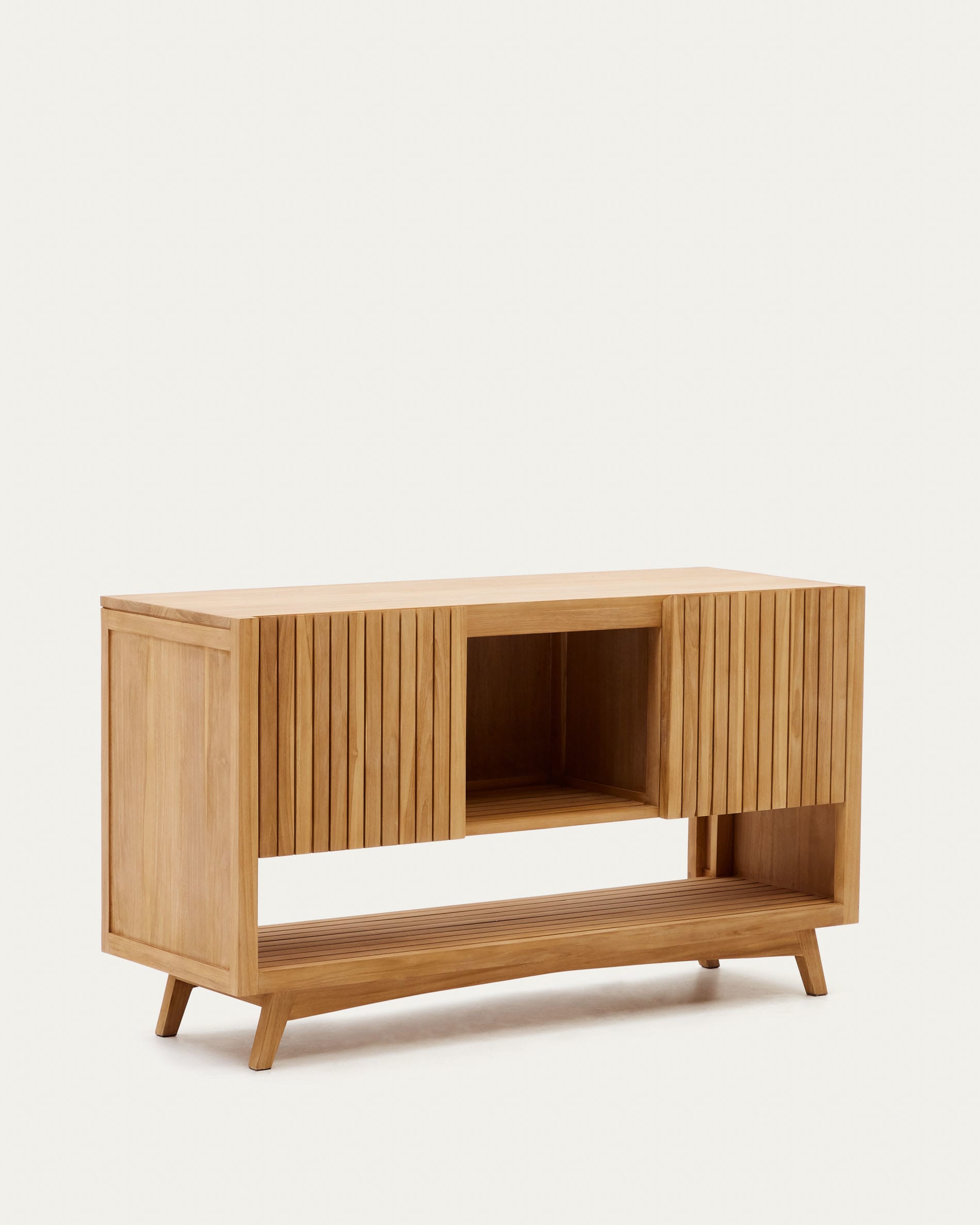 Kuveni bathroom furniture in solid teak wood with a natural finish, 140 x 50 cm