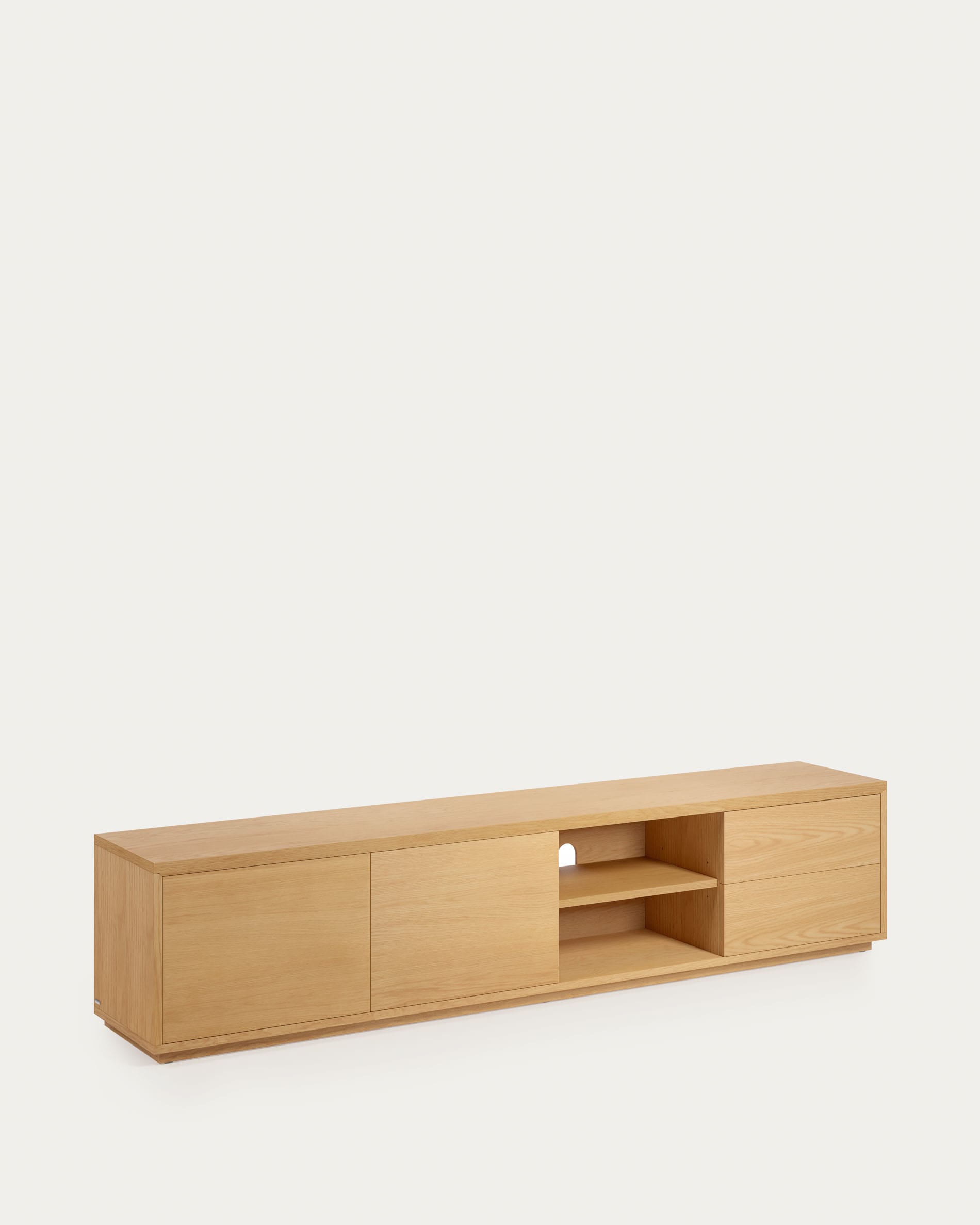 Abilen oak wood veneer 2 door TV stand with 2 drawers, 200 x 44 cm FSC 100%