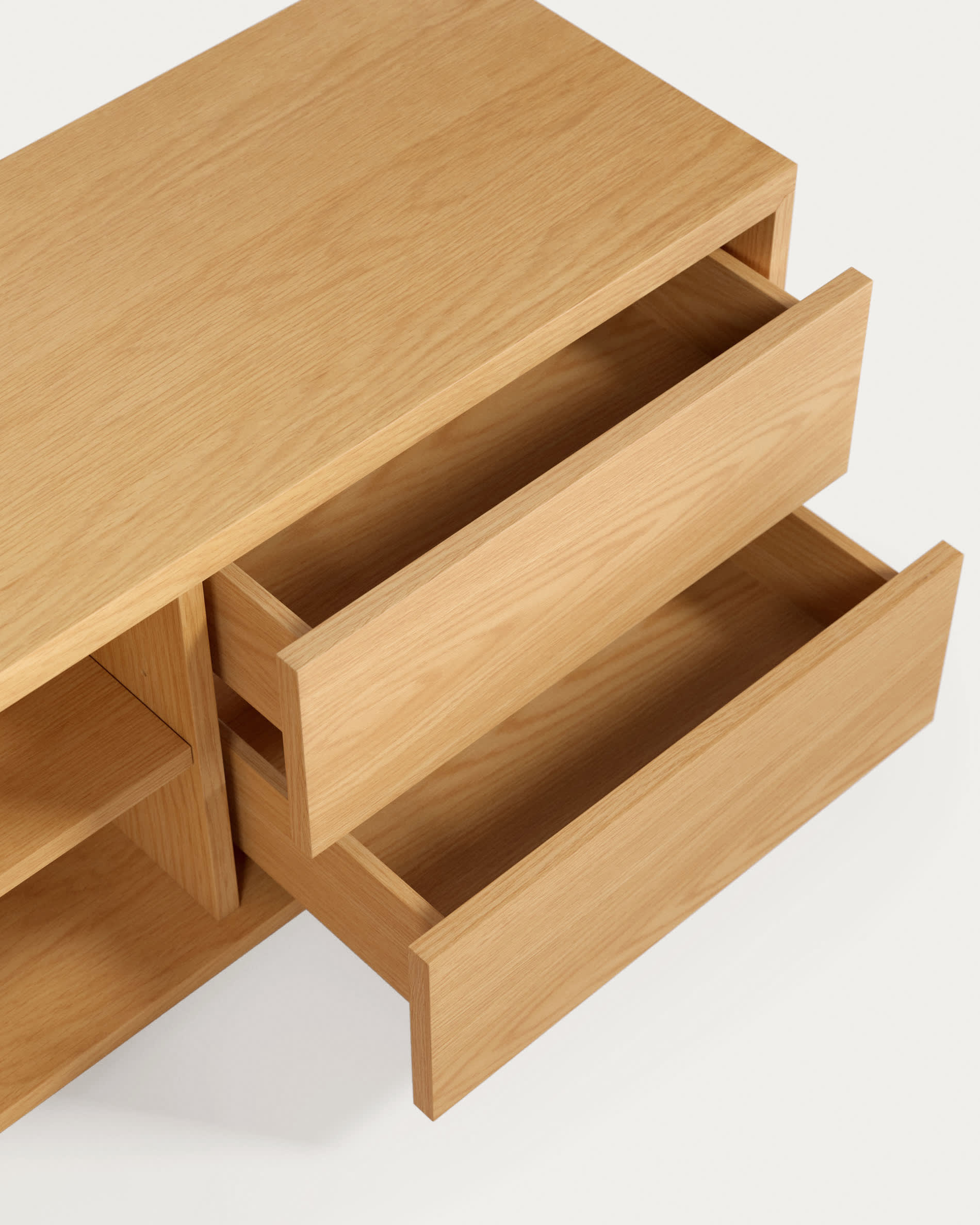 Abilen oak wood veneer 2 door TV stand with 2 drawers, 200 x 44 cm FSC 100%