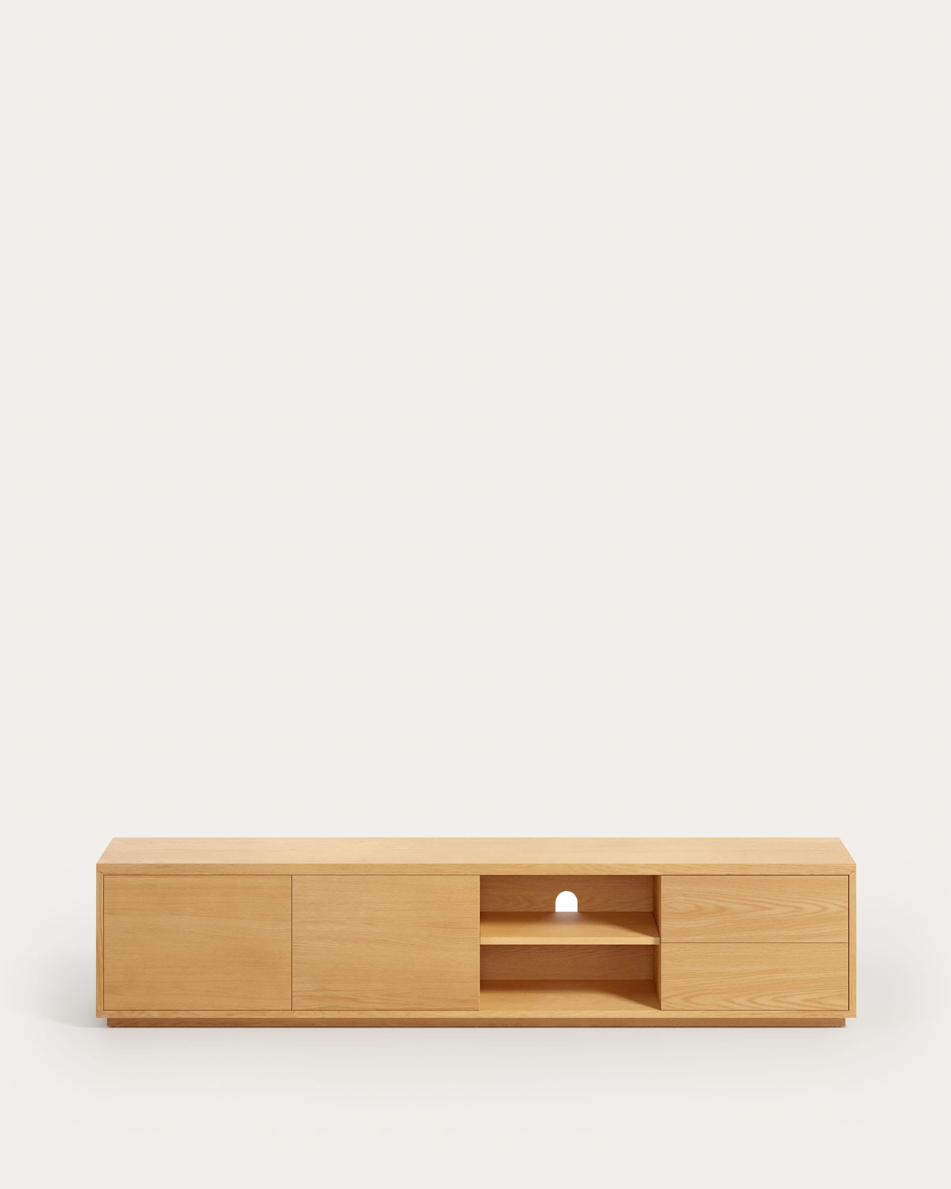 Meuble TV Abilen 2 portes et 2 tiroirs placage de chêne 200 x 44 cm FSC 100%