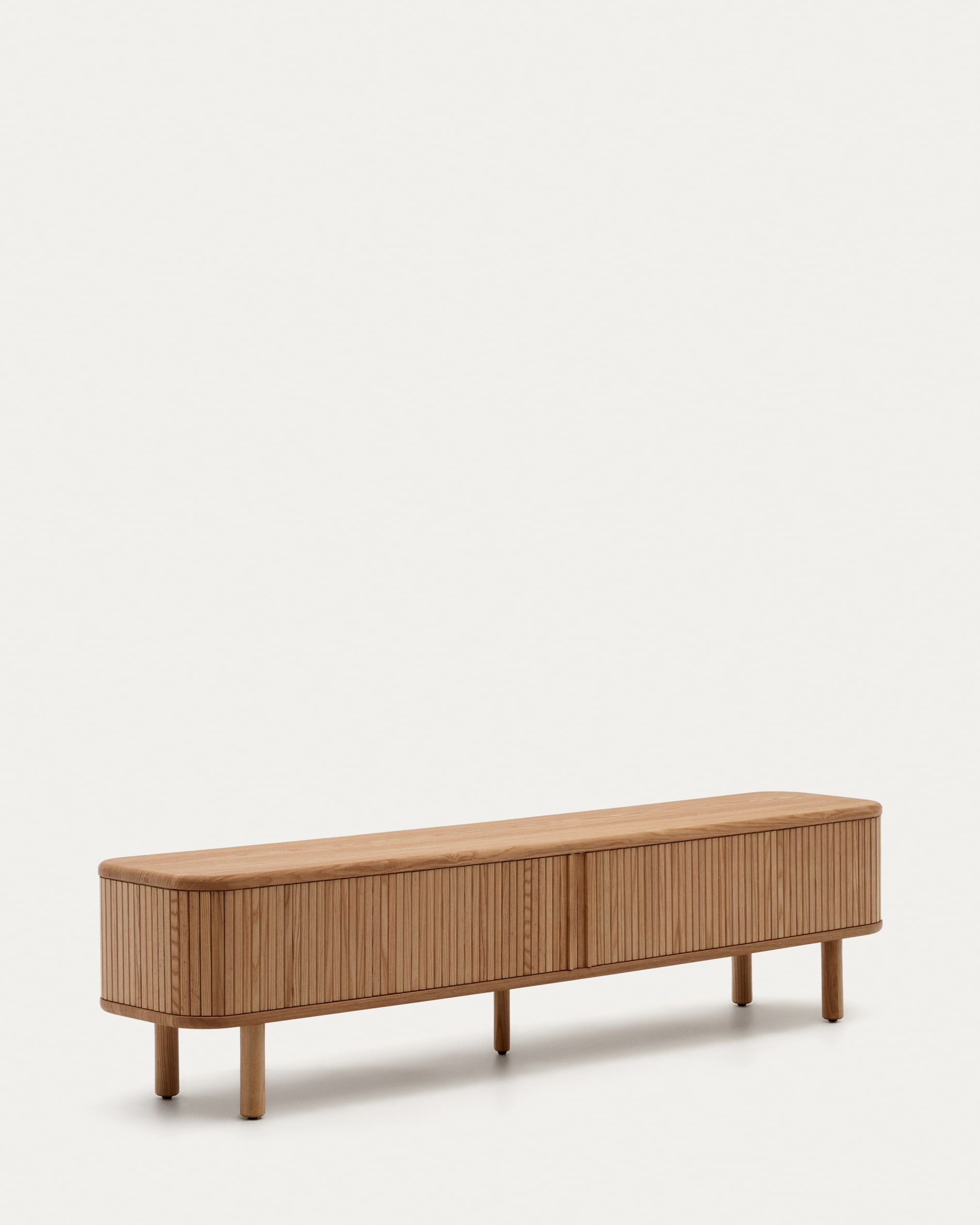 Mailen 2 door TV stand in ash veneer with a natural finish 200 x 50 cm