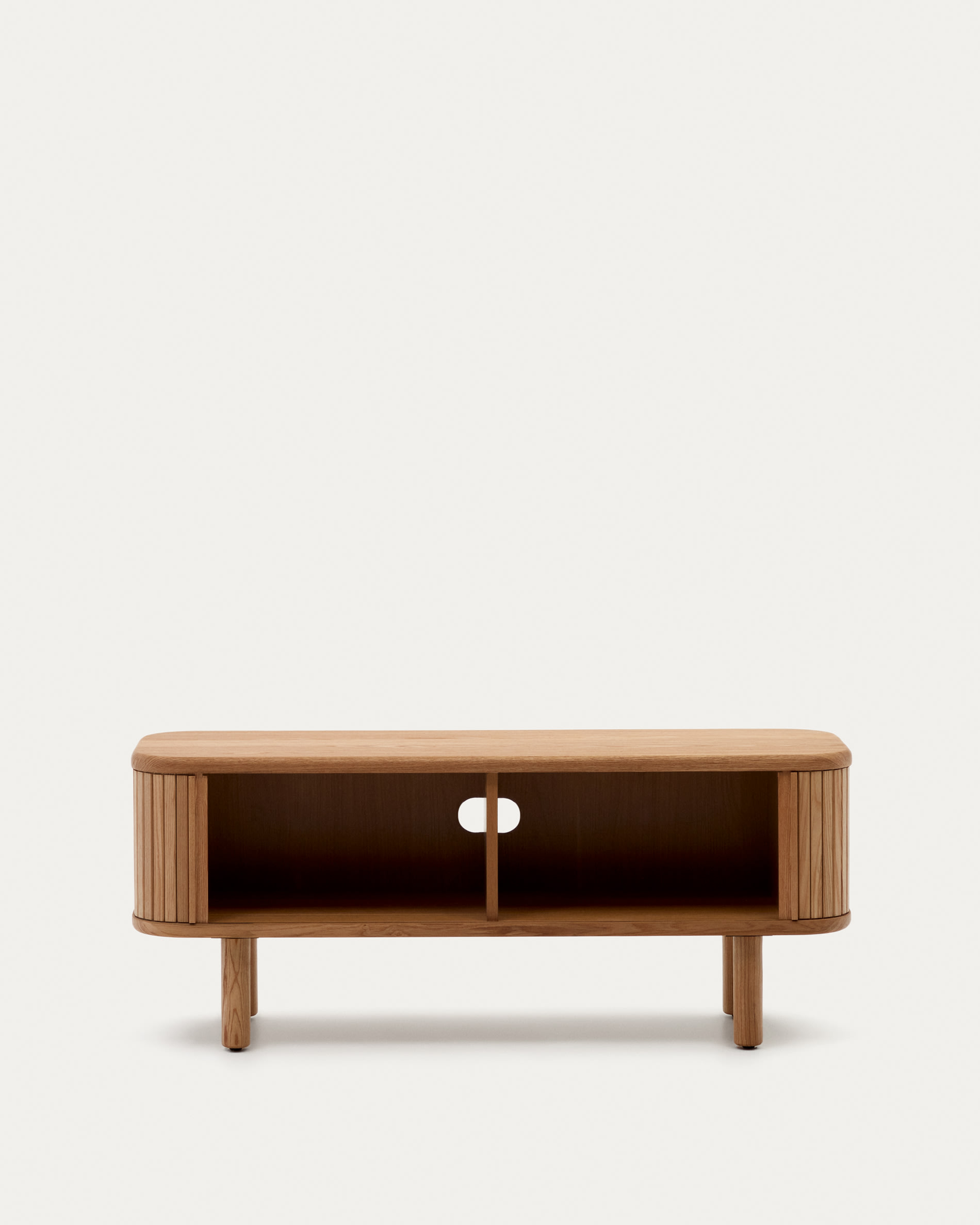 Mailen 2 door TV stand in ash veneer with a natural finish 120 x 50 cm