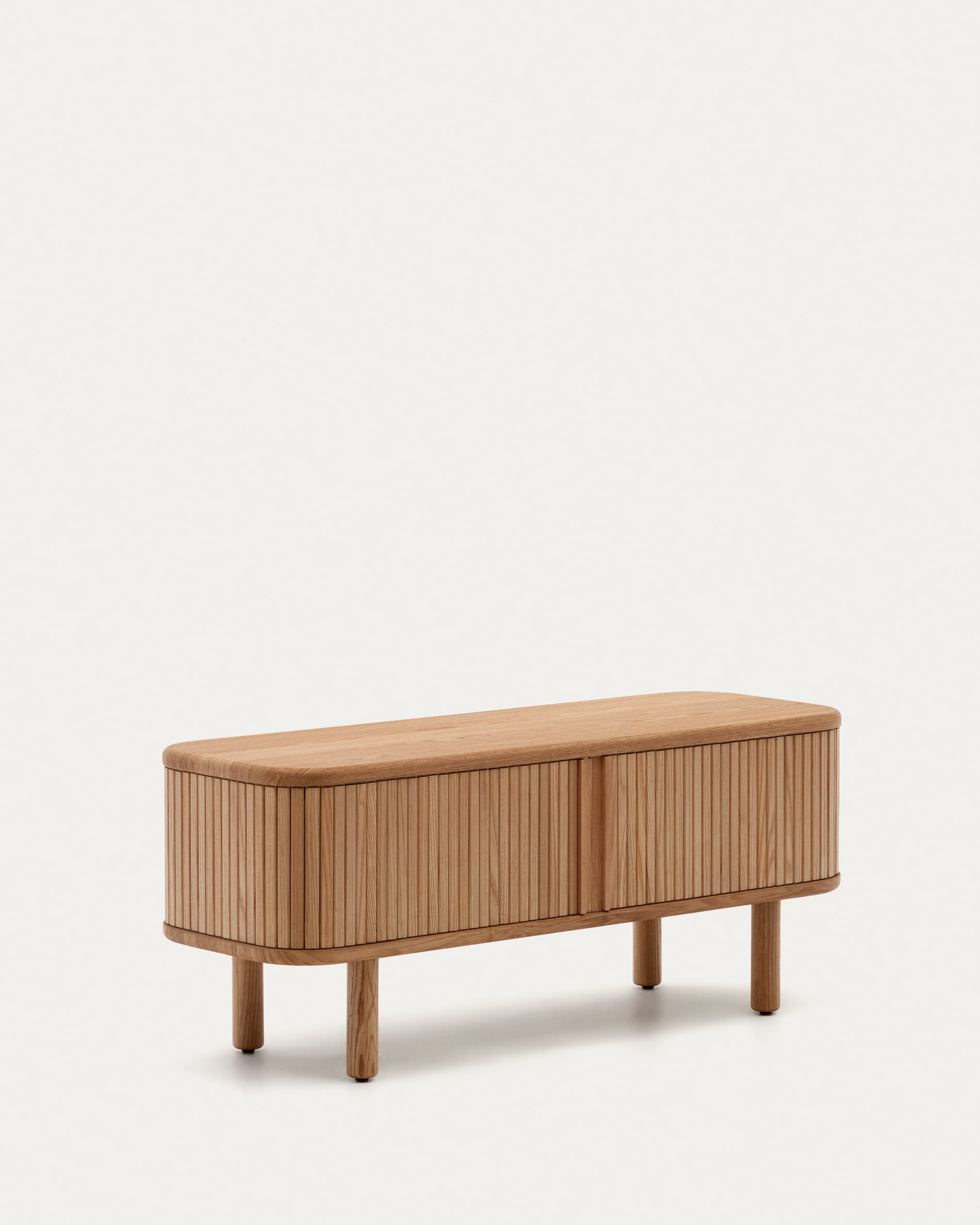 Mailen 2 door TV stand in ash veneer with a natural finish 120 x 50 cm