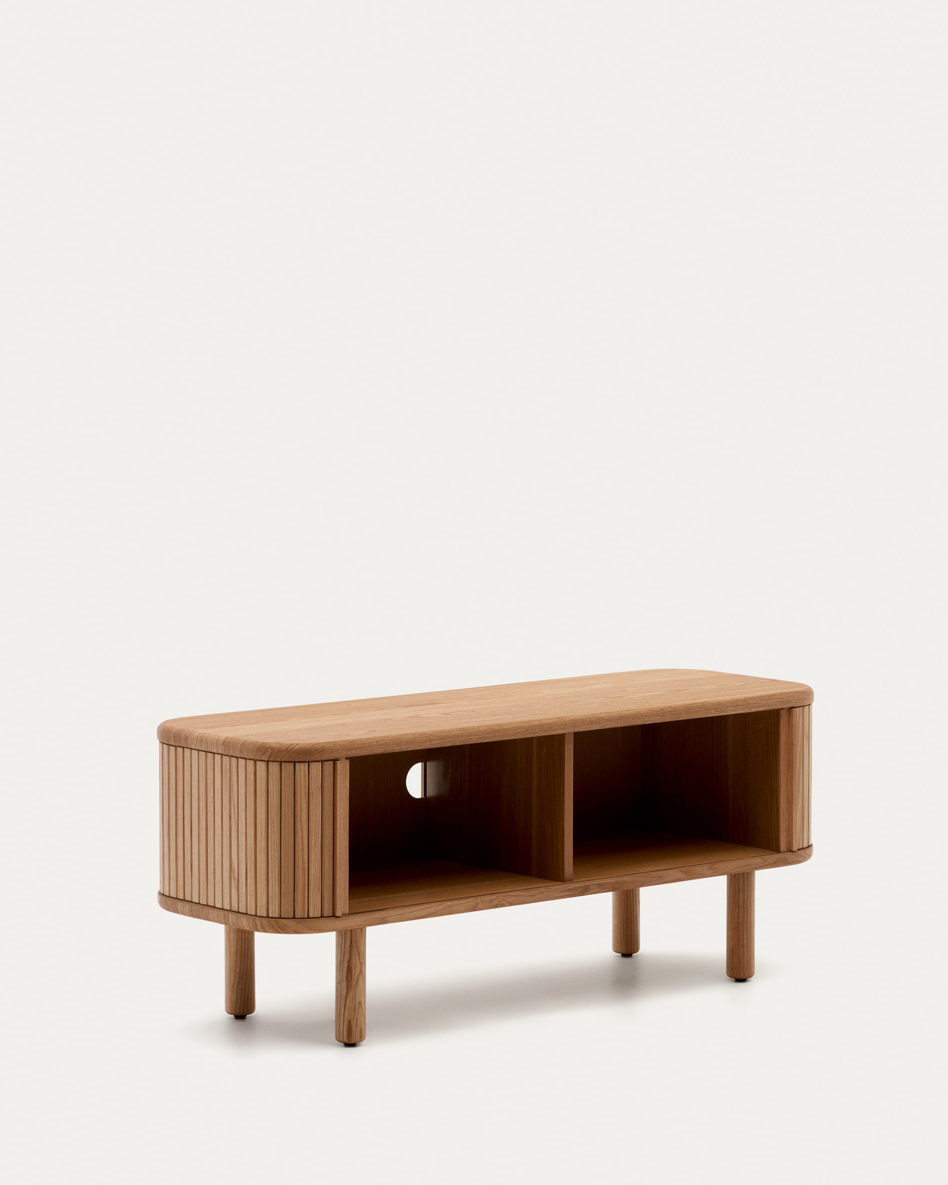 Mailen 2 door TV stand in ash veneer with a natural finish 120 x 50 cm