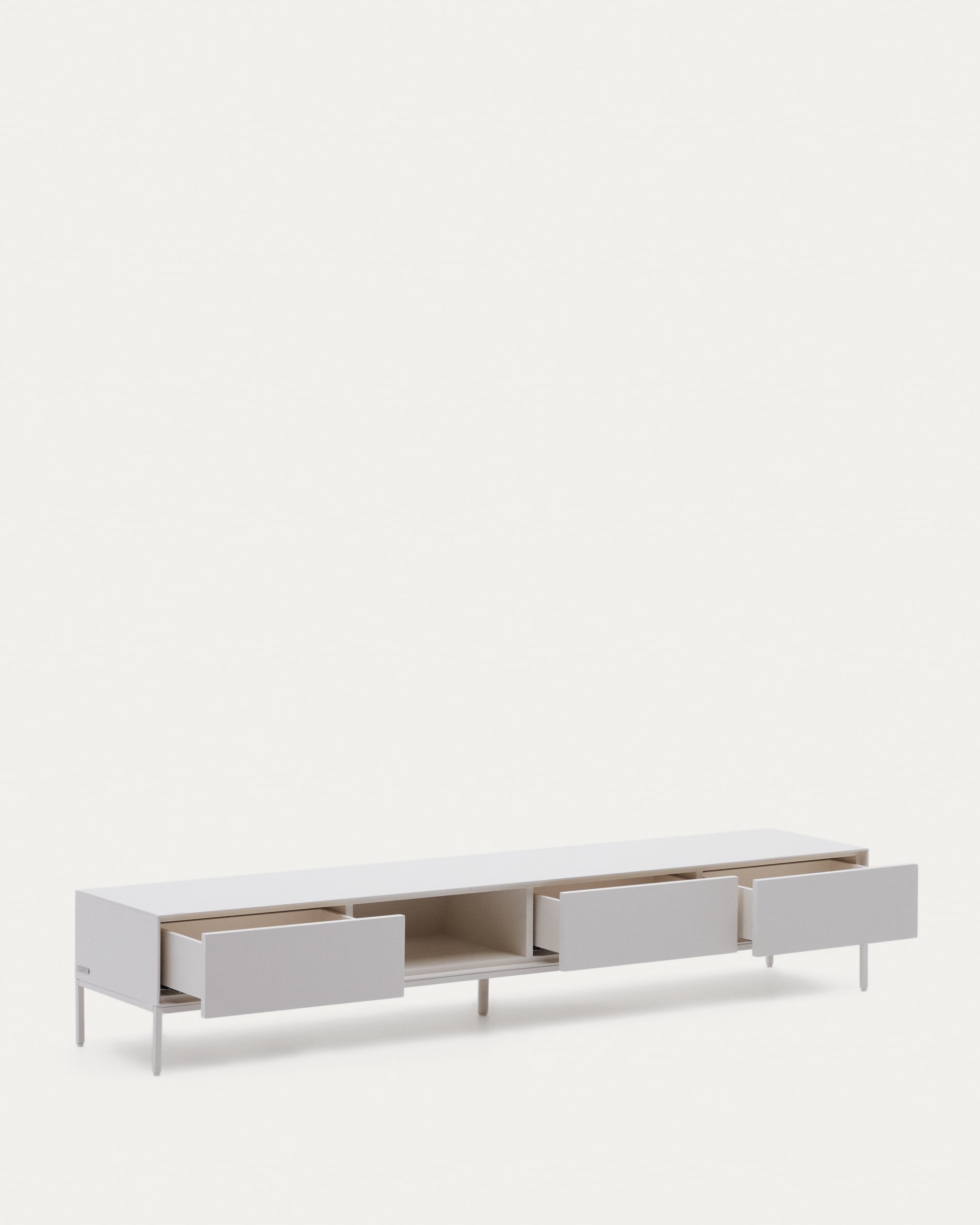 Vedrana TV 3-drawer cabinet white lacquered MDF 195 x 35 cm