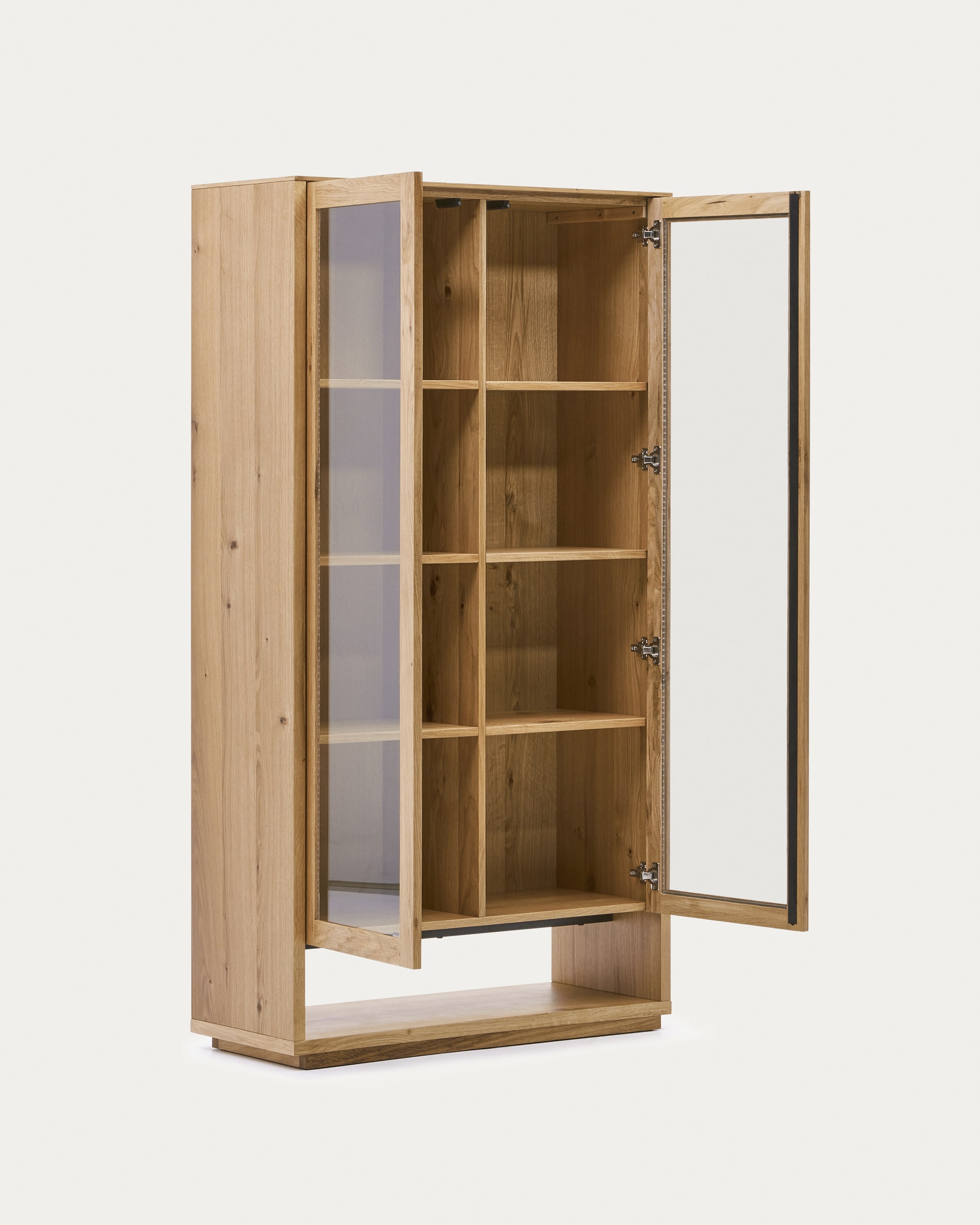 Alguema display cabinet in oak wood veneer with natural finish, 100 x 185 cm