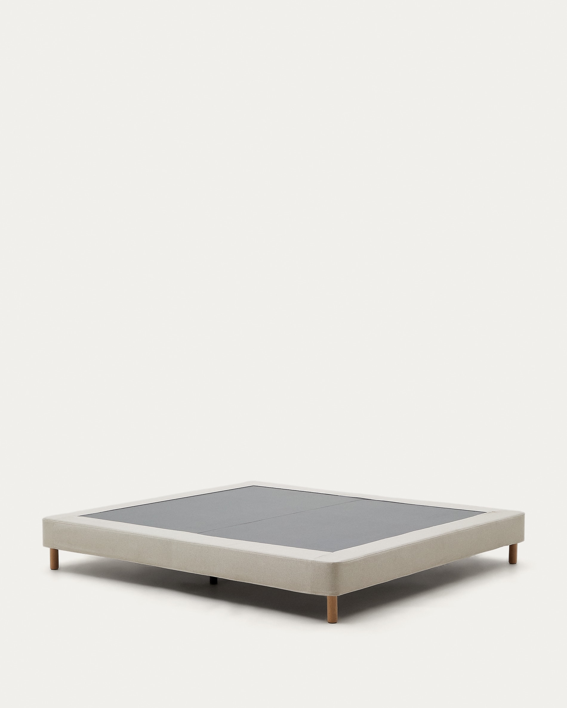 Ofelia base with ecru removable cover and solid beech wooden legs for a 150 x 190 cm mattress FSC Mix Credit