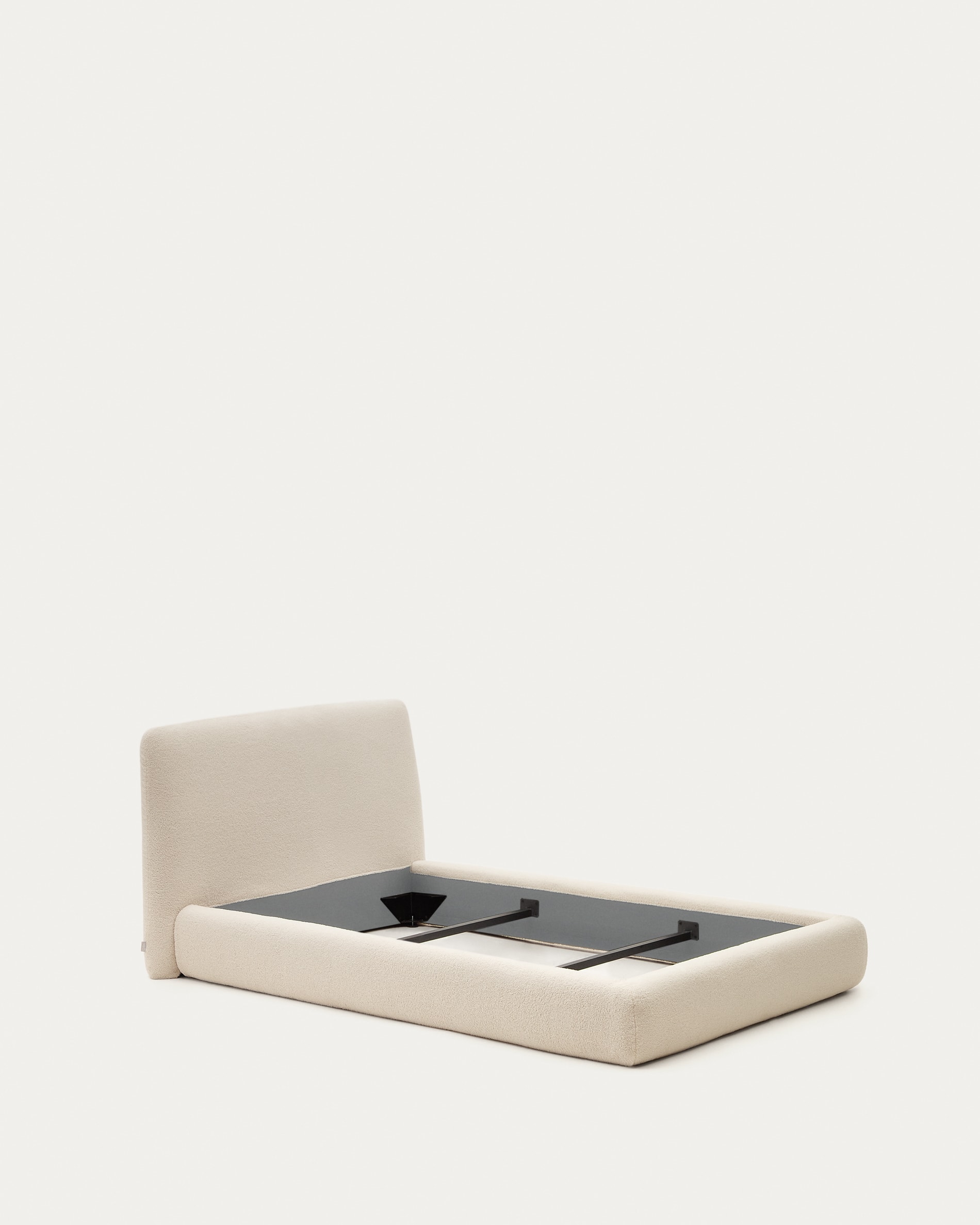 Martina bed with ecru bouclé removable cover for 90 x 200 cm mattress FSC Mix Credit