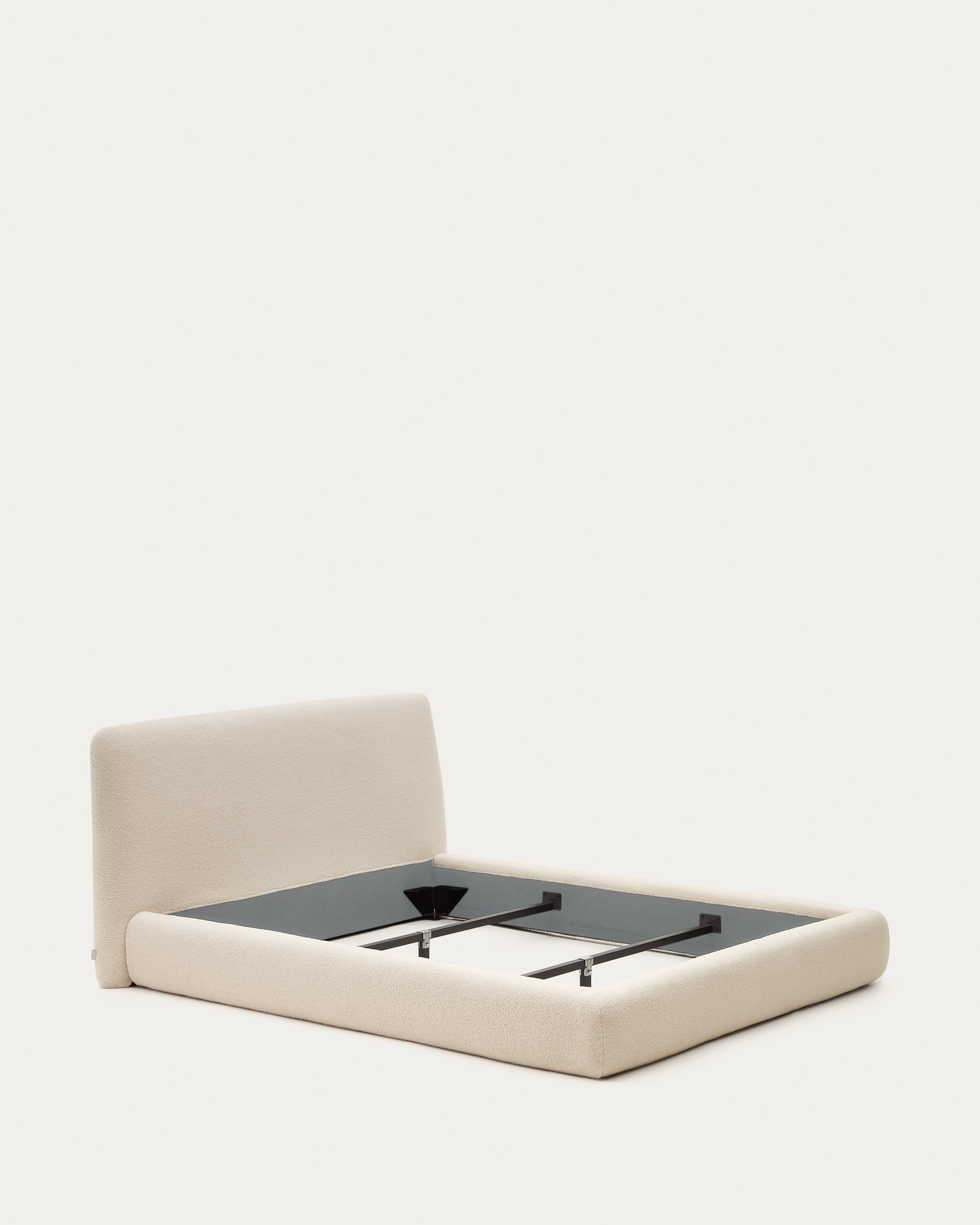 Martina bed with ecru bouclé removable cover for 160 x 200 cm mattress FSC Mix Credit