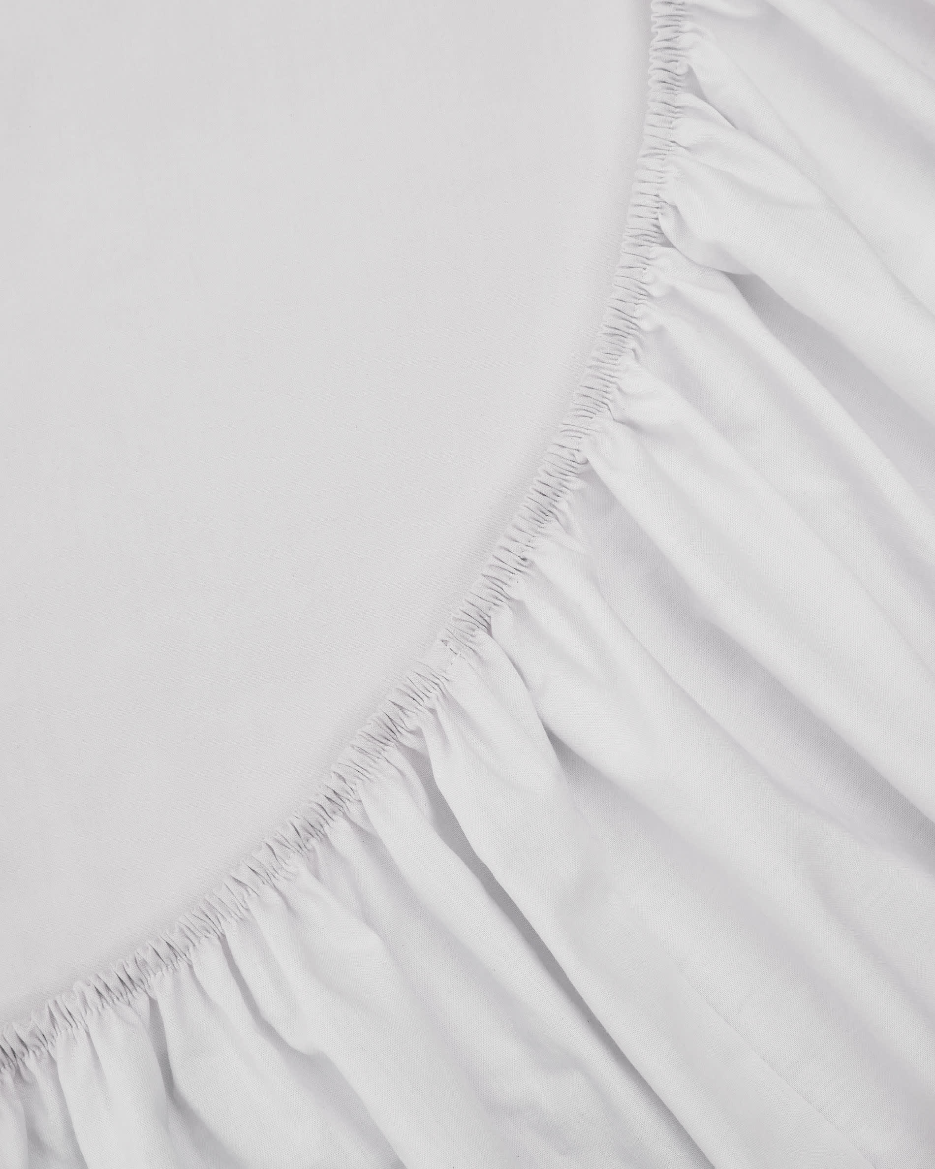 Teia 100% cotton percale fitted bed sheet 180 thread count in white, 90 x 200 cm