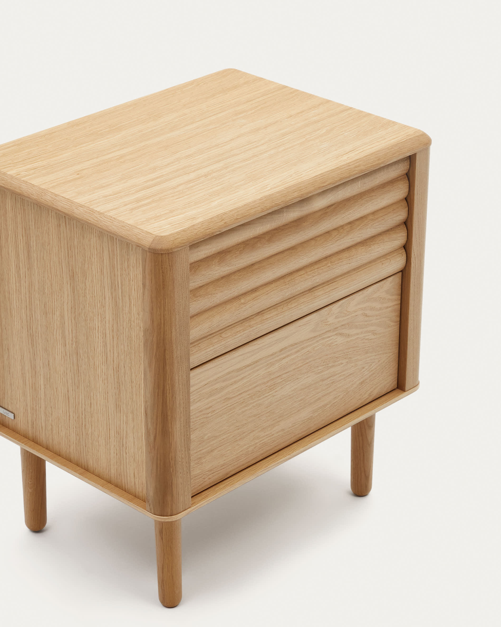 Lenon oak wood and veneer bedside table with 2 drawers, 50 x 55 cm FSC MIX Credit