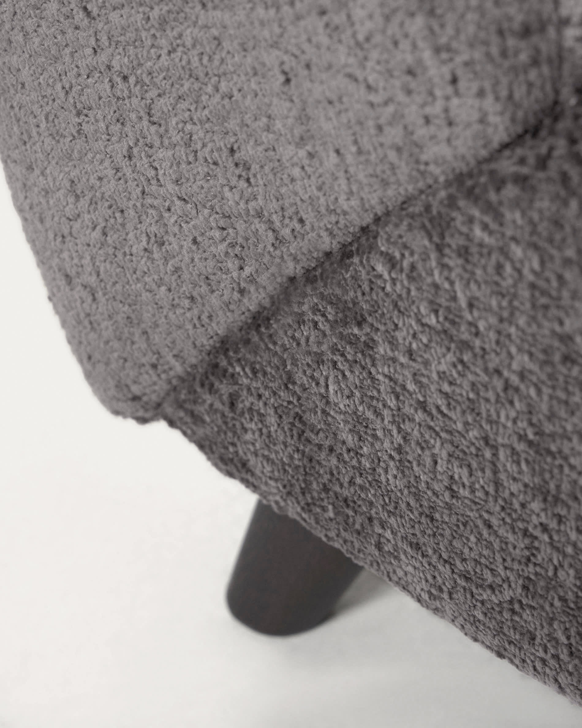 Meghan armchair in grey chenille and wood with wenge finish