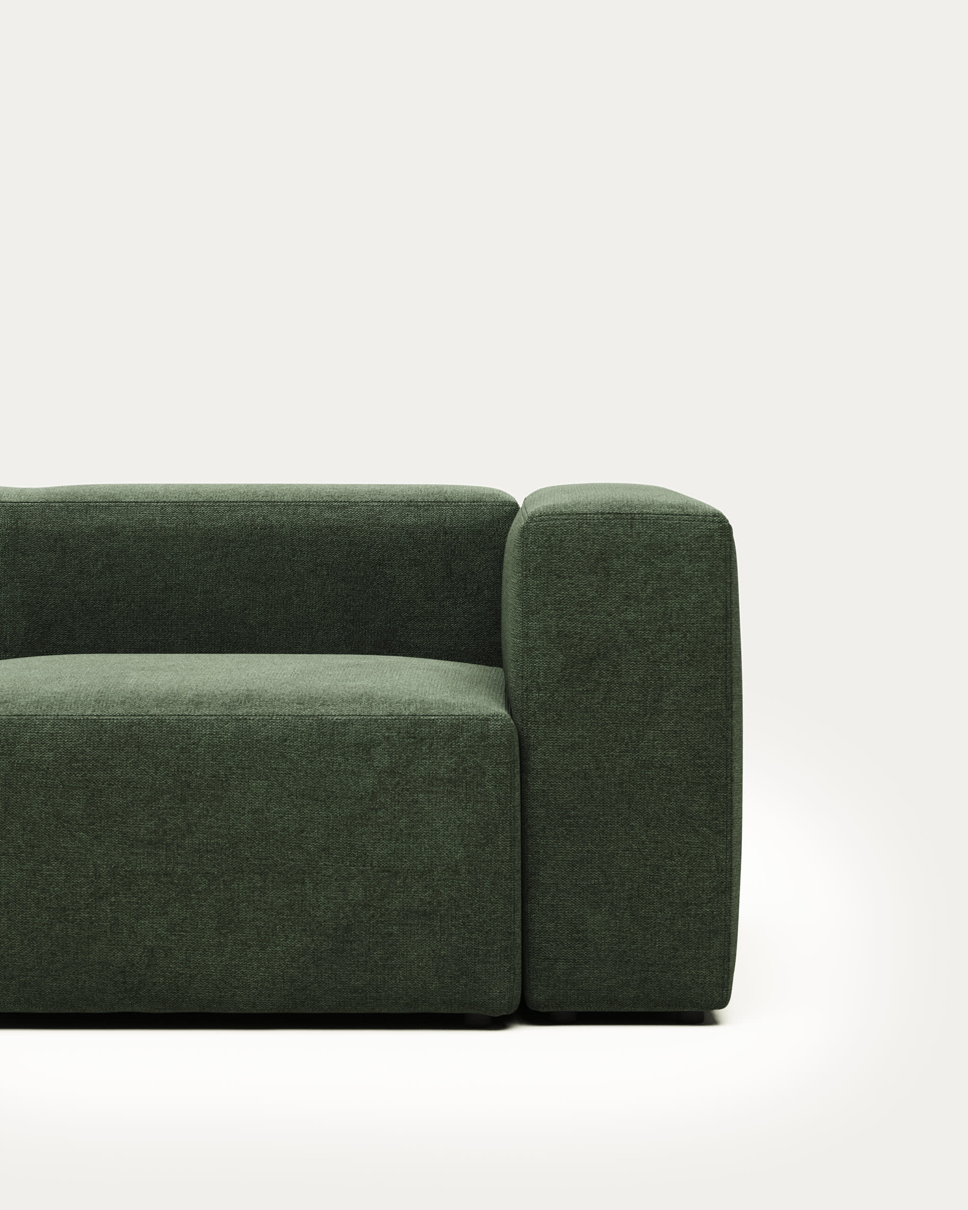 Blok fire-retardant 3-seater sofa in green chenille 240cm