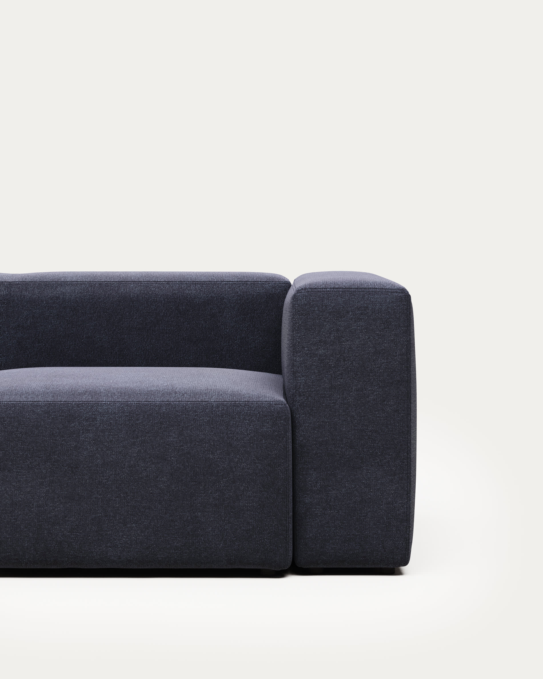 Blok fire-retardant 3-seater sofa in blue chenille 240cm