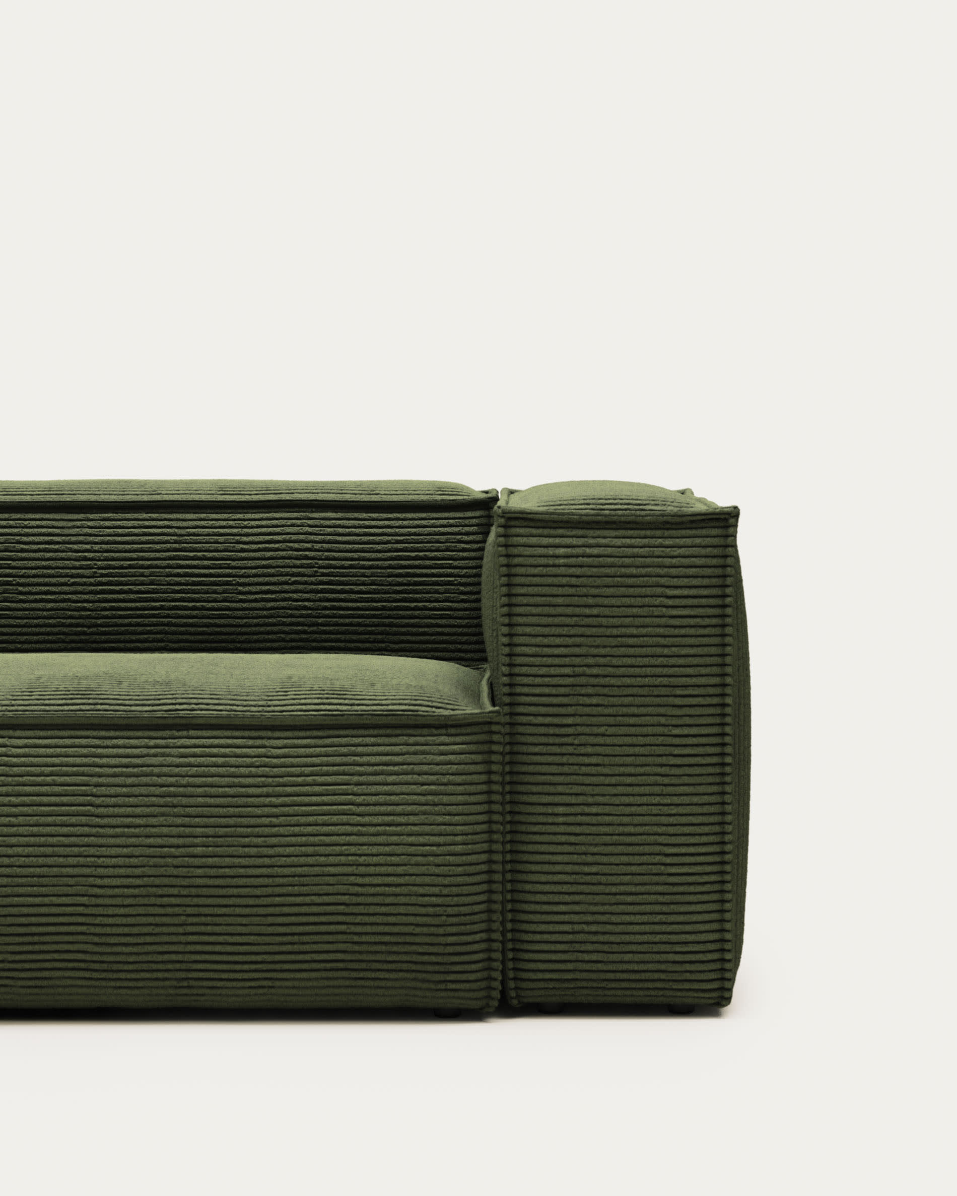 Blok fire-retardant 3-seater sofa in thick green corduroy 240cm FSC Mix Credit