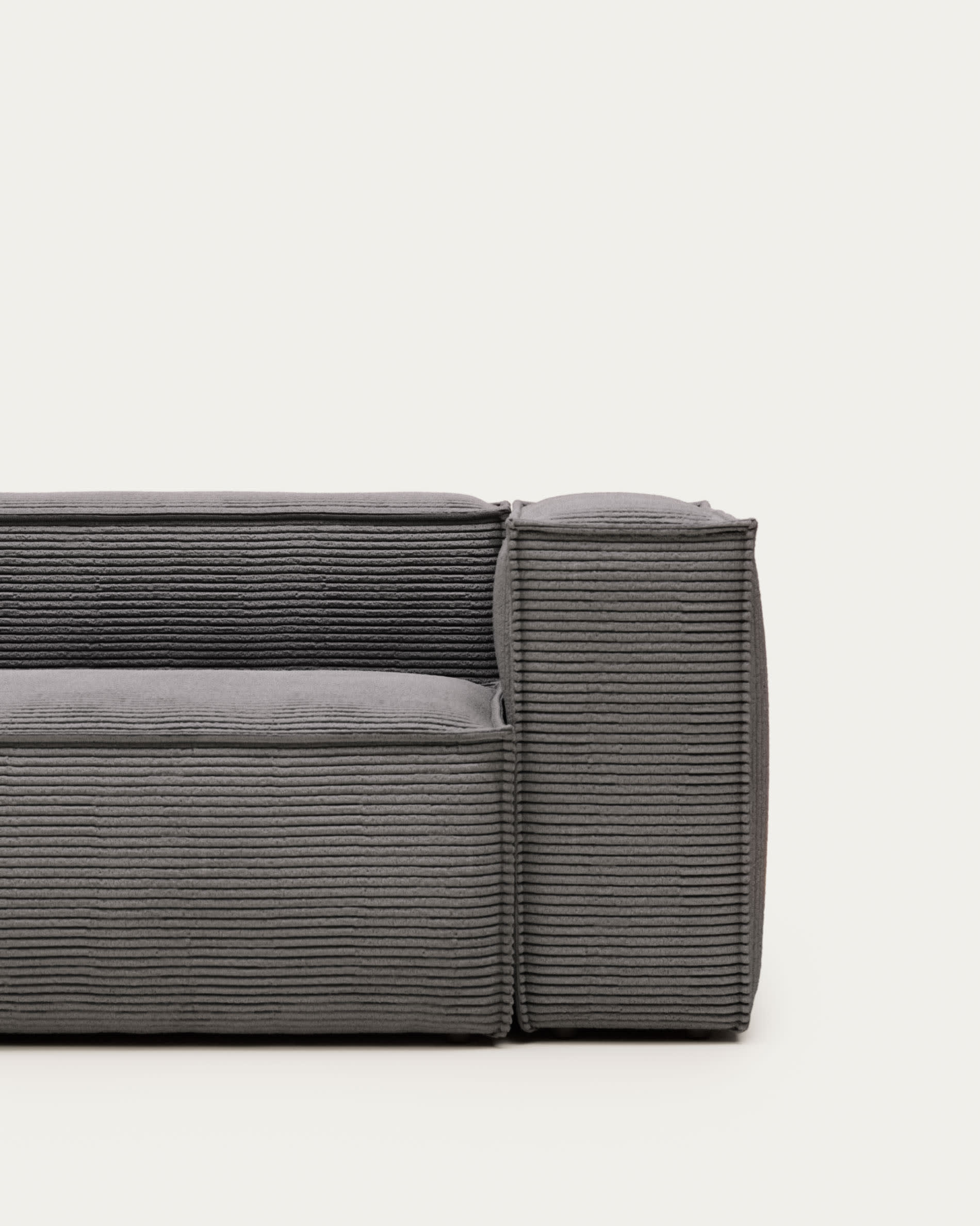 Blok 2 seater sofa in grey corduroy, 210 cm FR