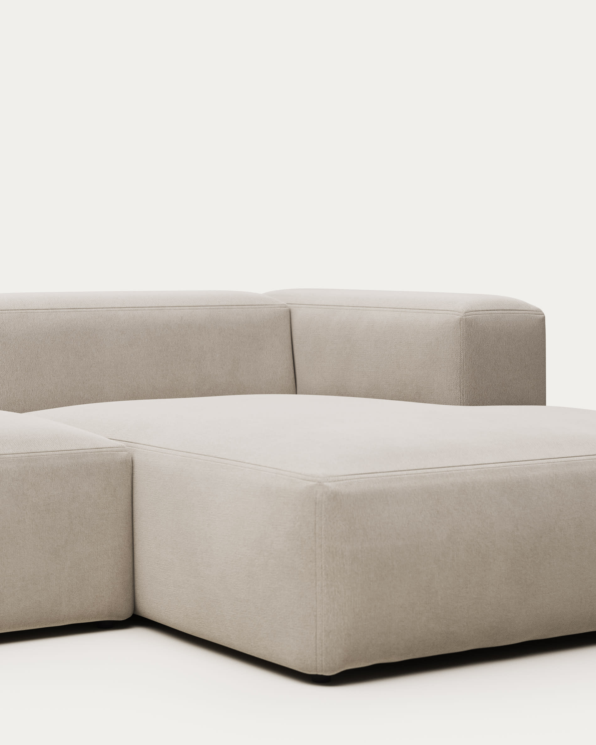 Blok fire-retardant 4-seater sofa with right chaise longue in white chenille 330cm