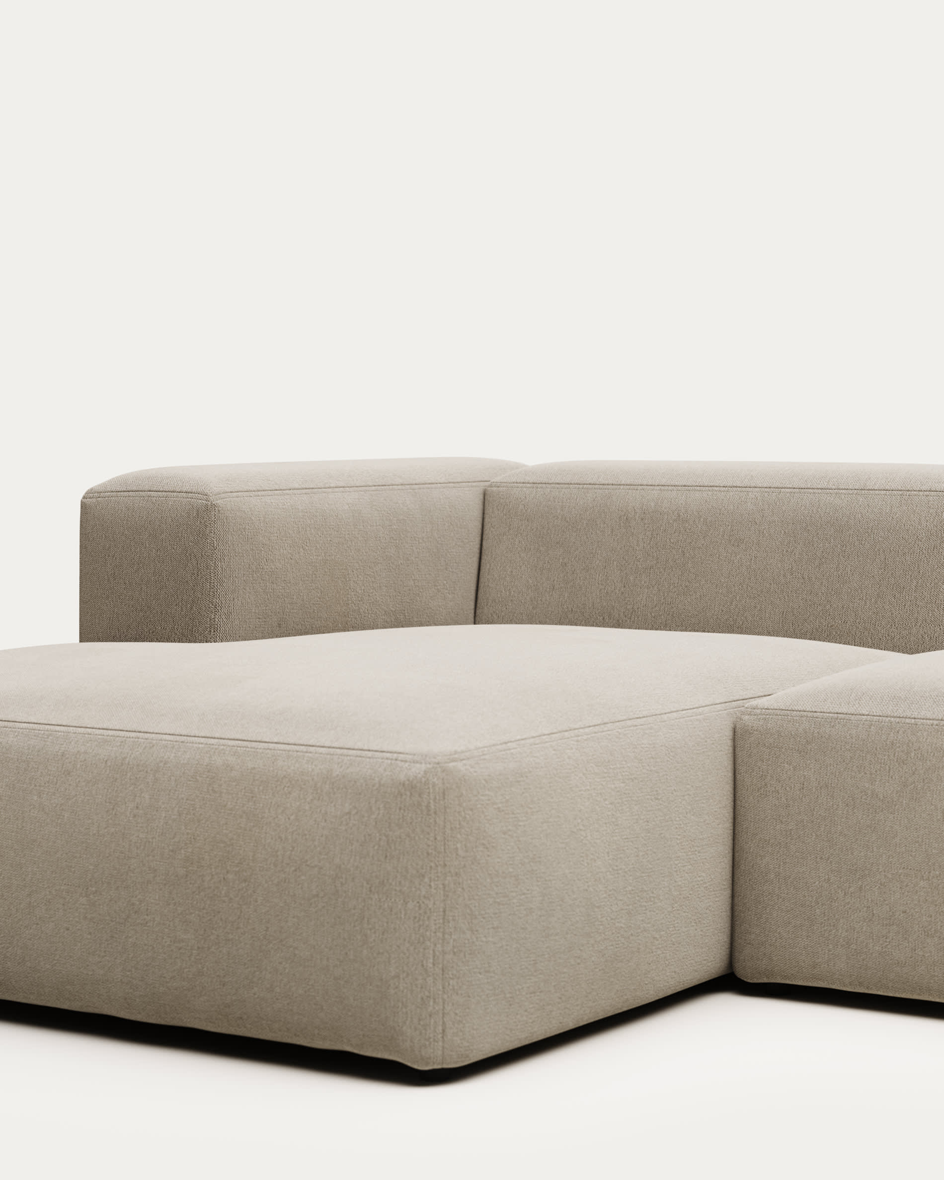 Blok fire-retardant 2-seater sofa with left chaise longue in beige chenille 240cm