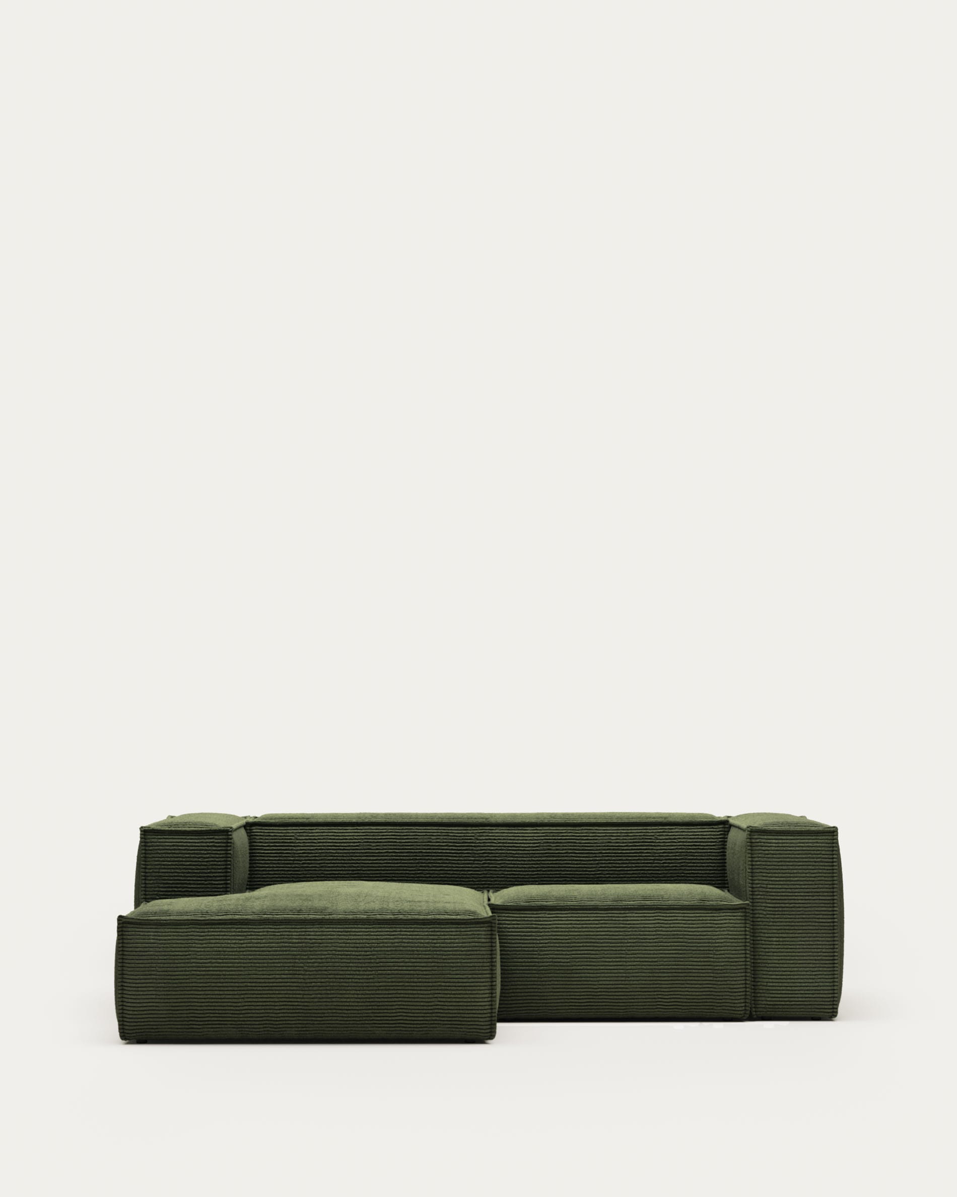 2-zitsbank Blok met chaise longue links in groen ribfluweel/corduroy 240 cm FSC Mix Credit