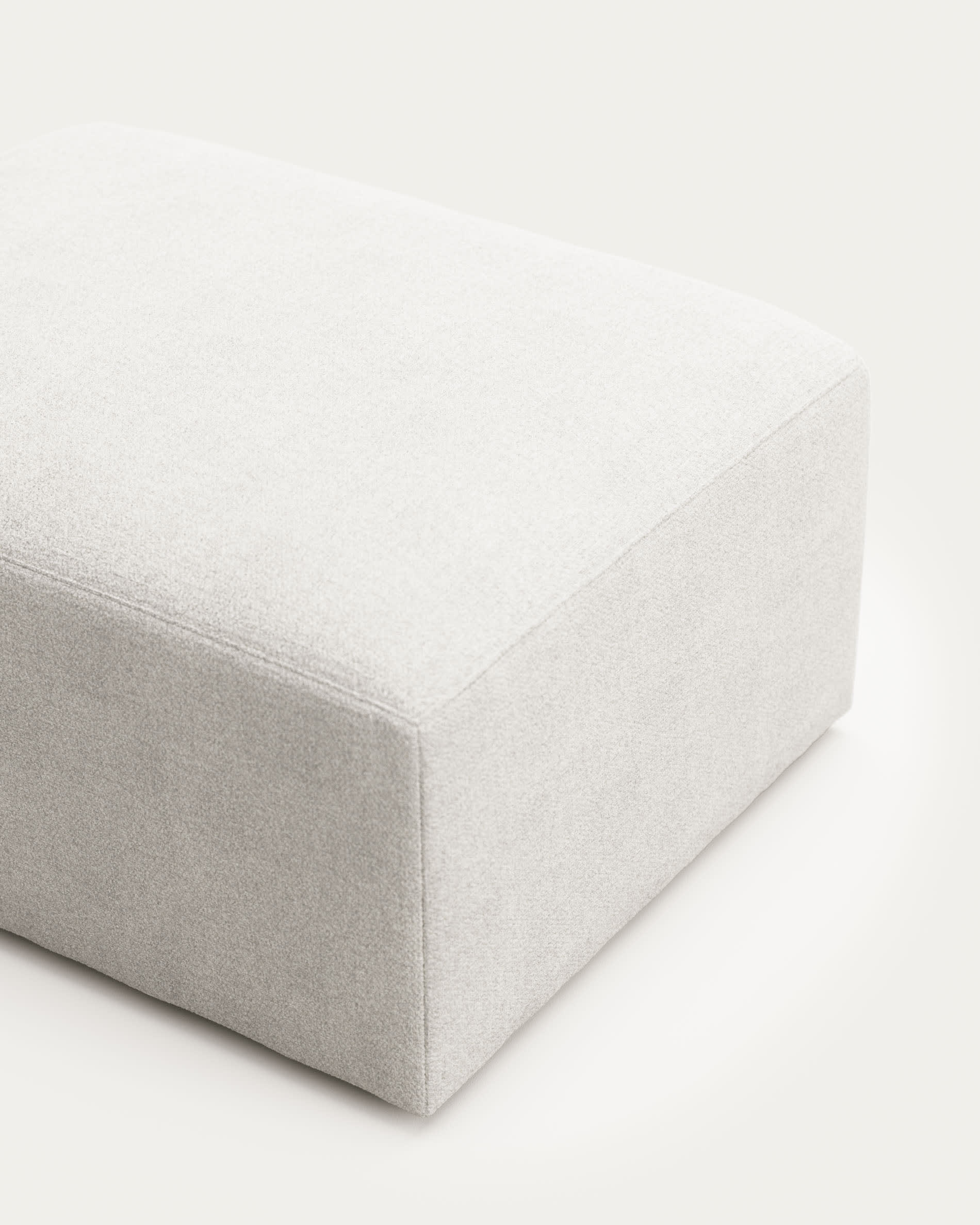 Blok fire-retardant white bouclé footrest 90 x 74cm FSC Mix Credit
