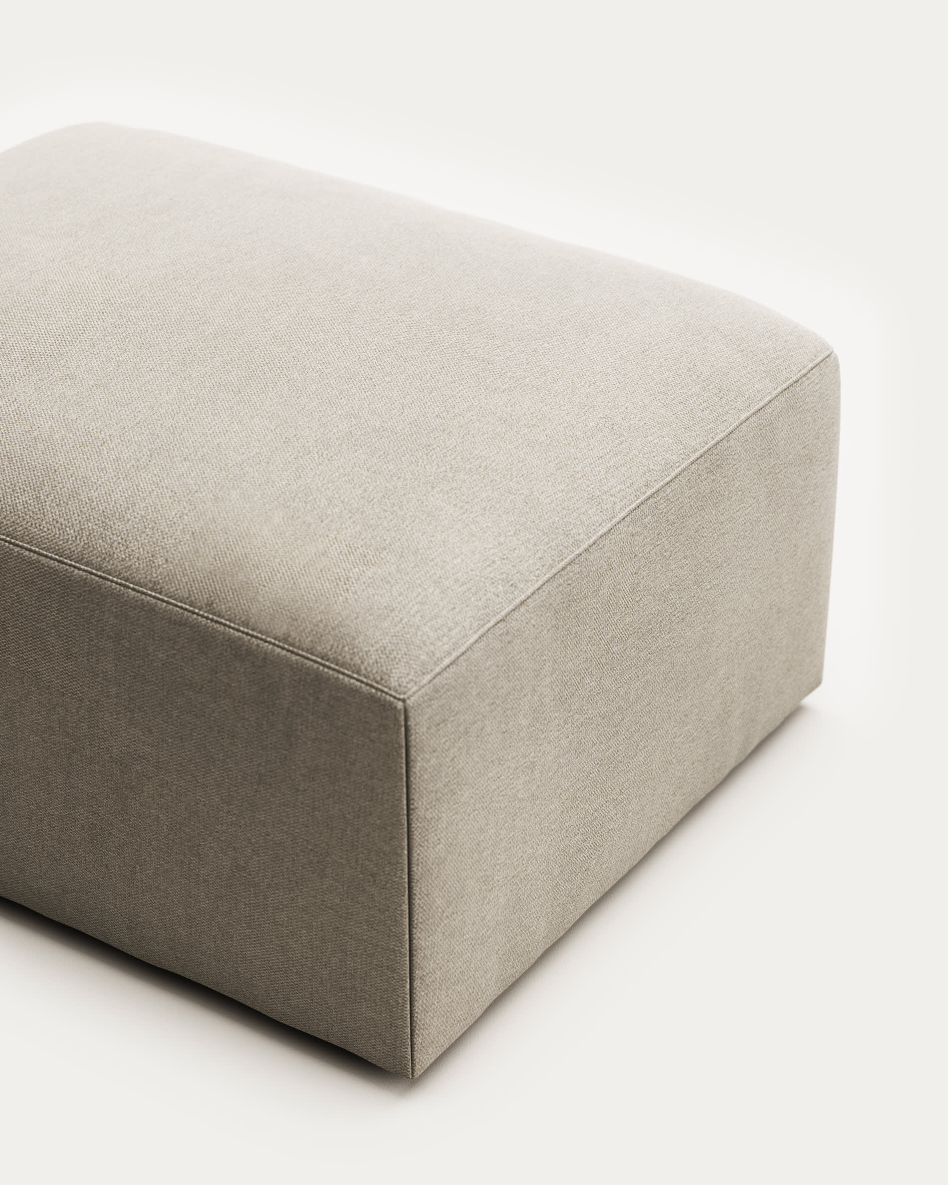 Blok fire-retardant footrest in beige chenille 90 x 74cm