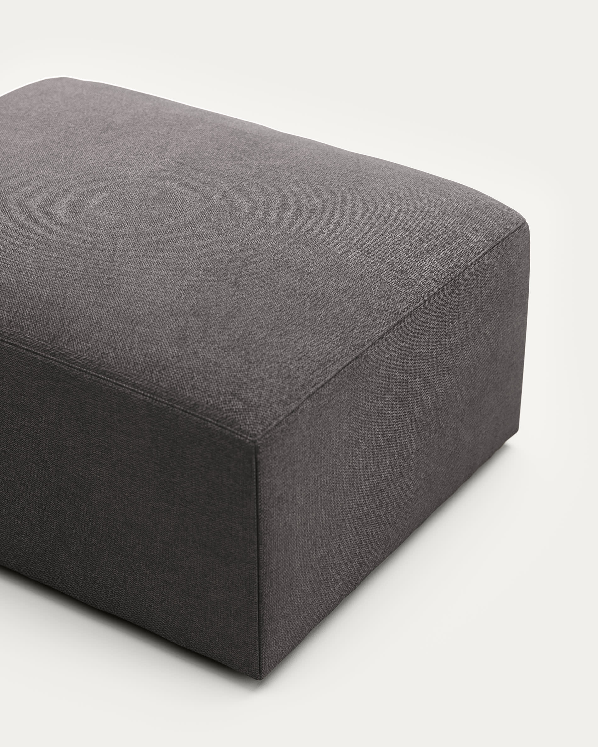 Blok fire-retardant footrest in grey chenille 90 x 74cm