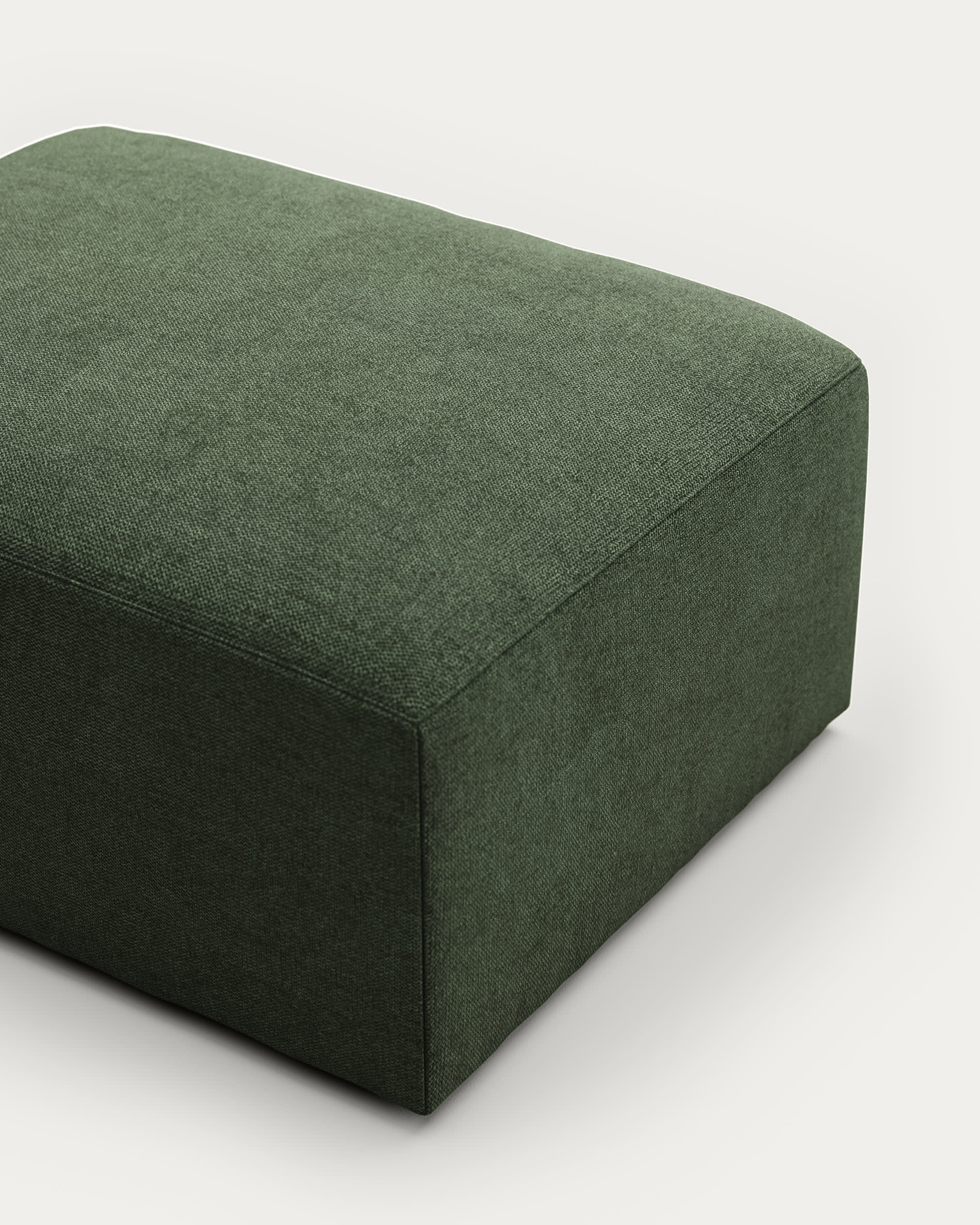 Blok fire-retardant footrest in green chenille 90 x 74cm