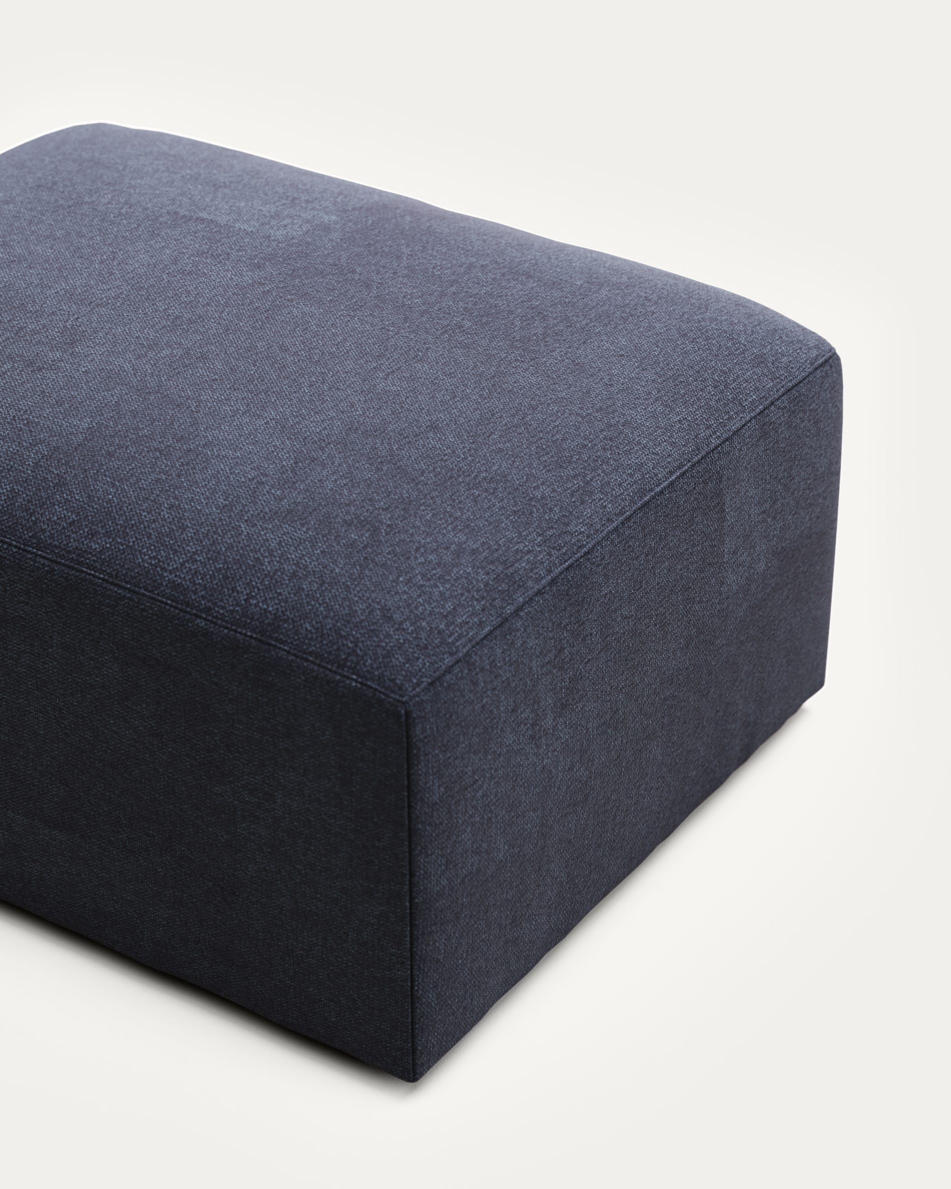 Blok fire-retardant footrest in blue chenille 90 x 74cm