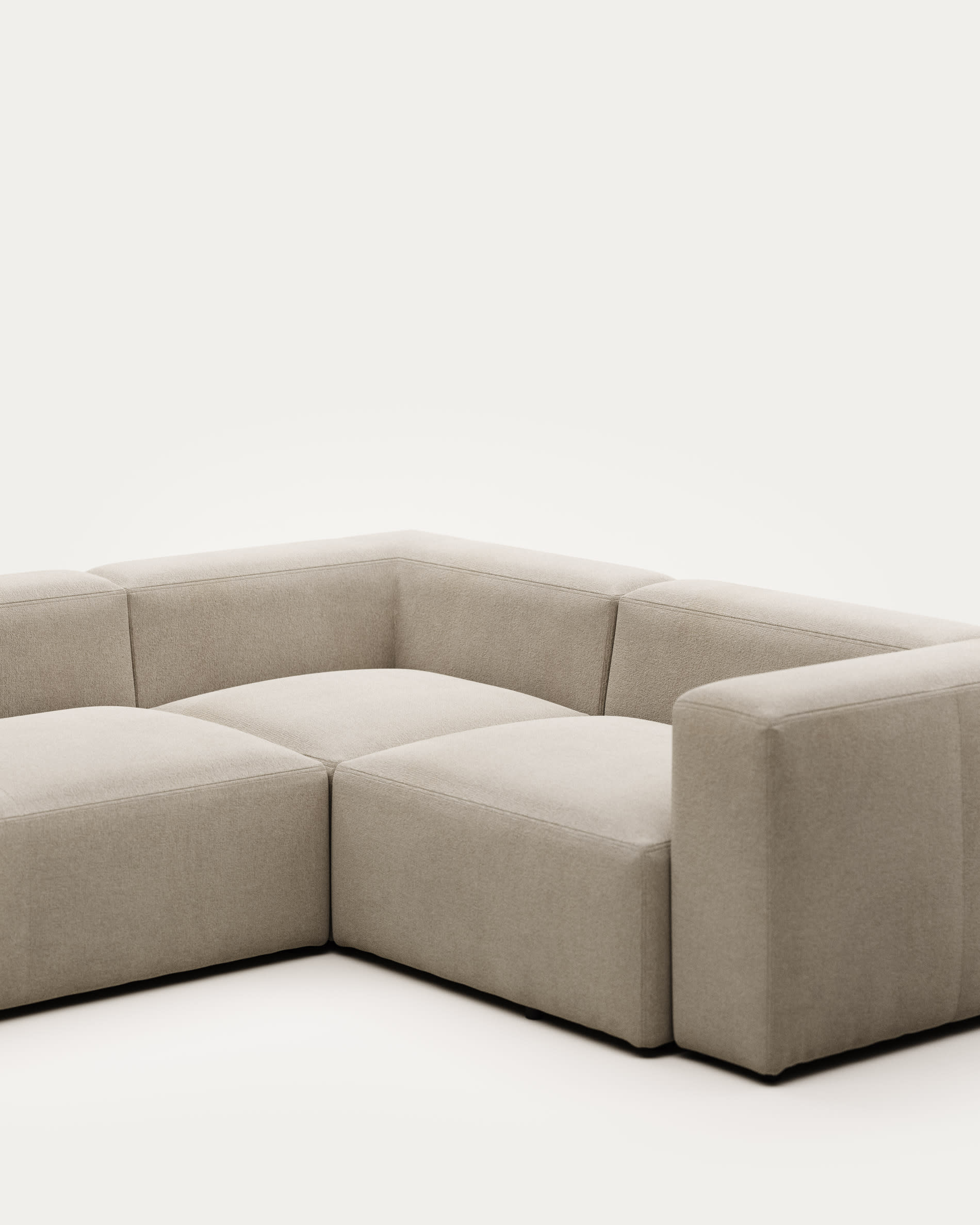 Blok fire-retardant 4-seater corner sofa in beige chenille 320 x 230cm/230 x 320cm