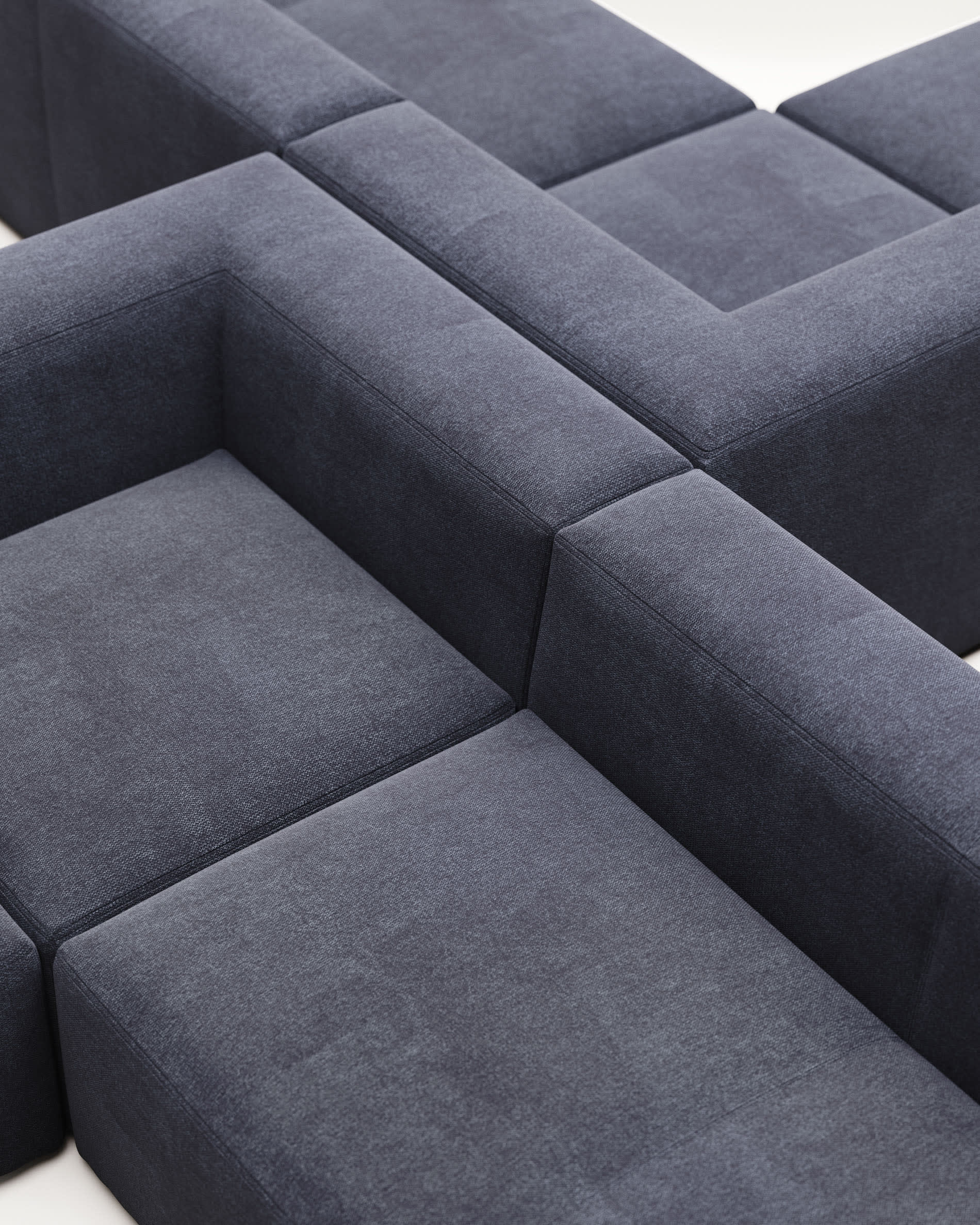 Blok 6 seater corner sofa in blue, 320 x 320 cm FR