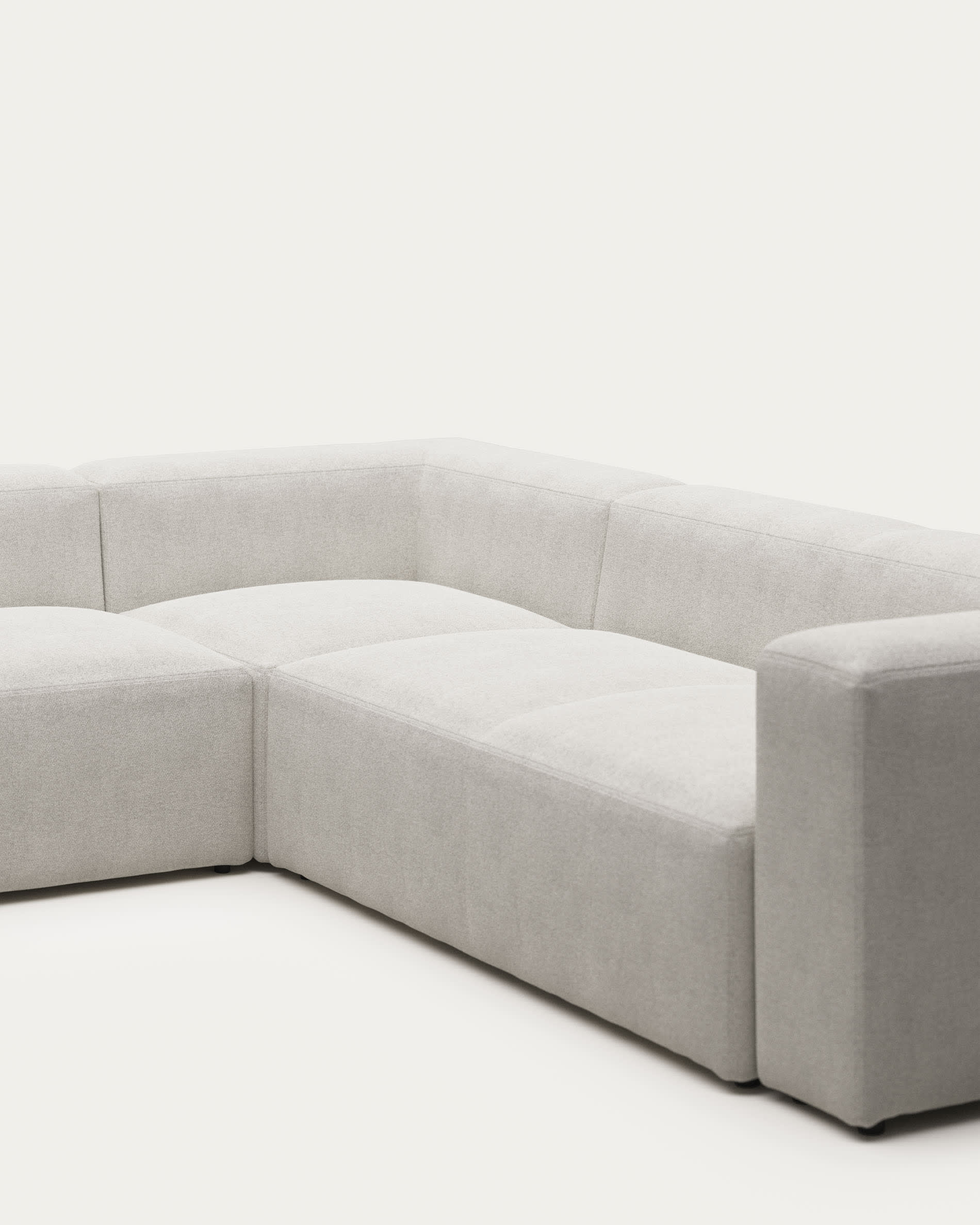 Blok 5 seater corner sofa in white fleece, 320 x 290 cm / 290 x 320 cm FR