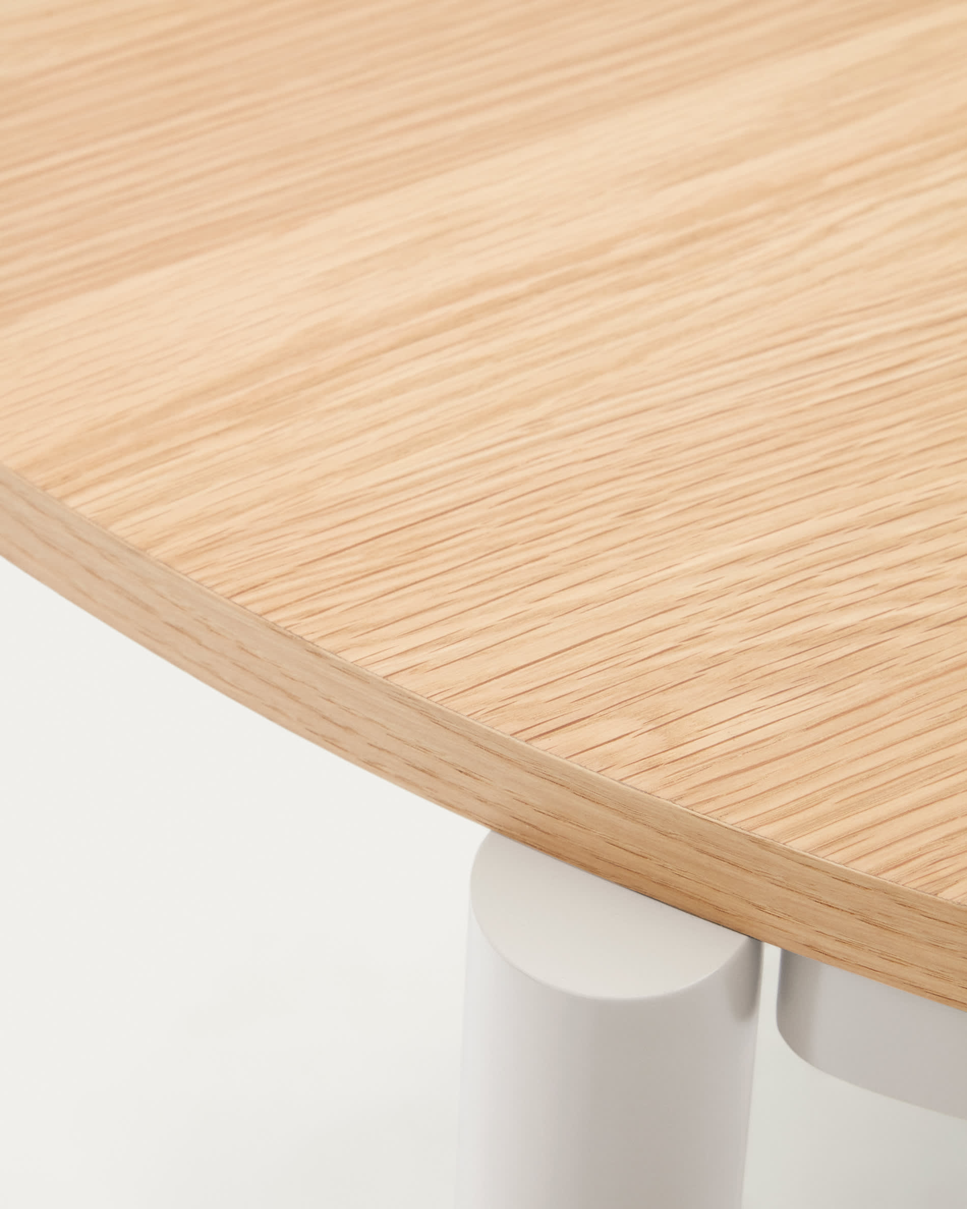 Montuiri extendable round table in oak veneer and steel legs with grey finish, Ø 120 (200) cm