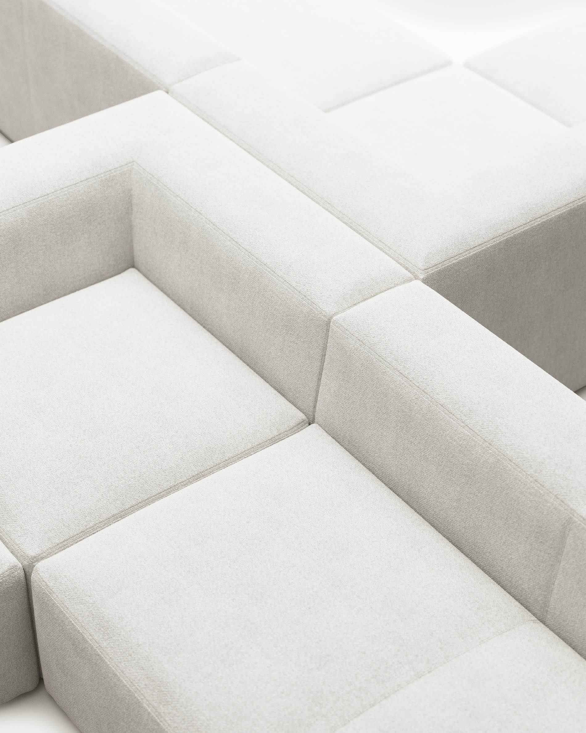 Blok 4 seater corner sofa in white fleece, 290 x 290 cm FR