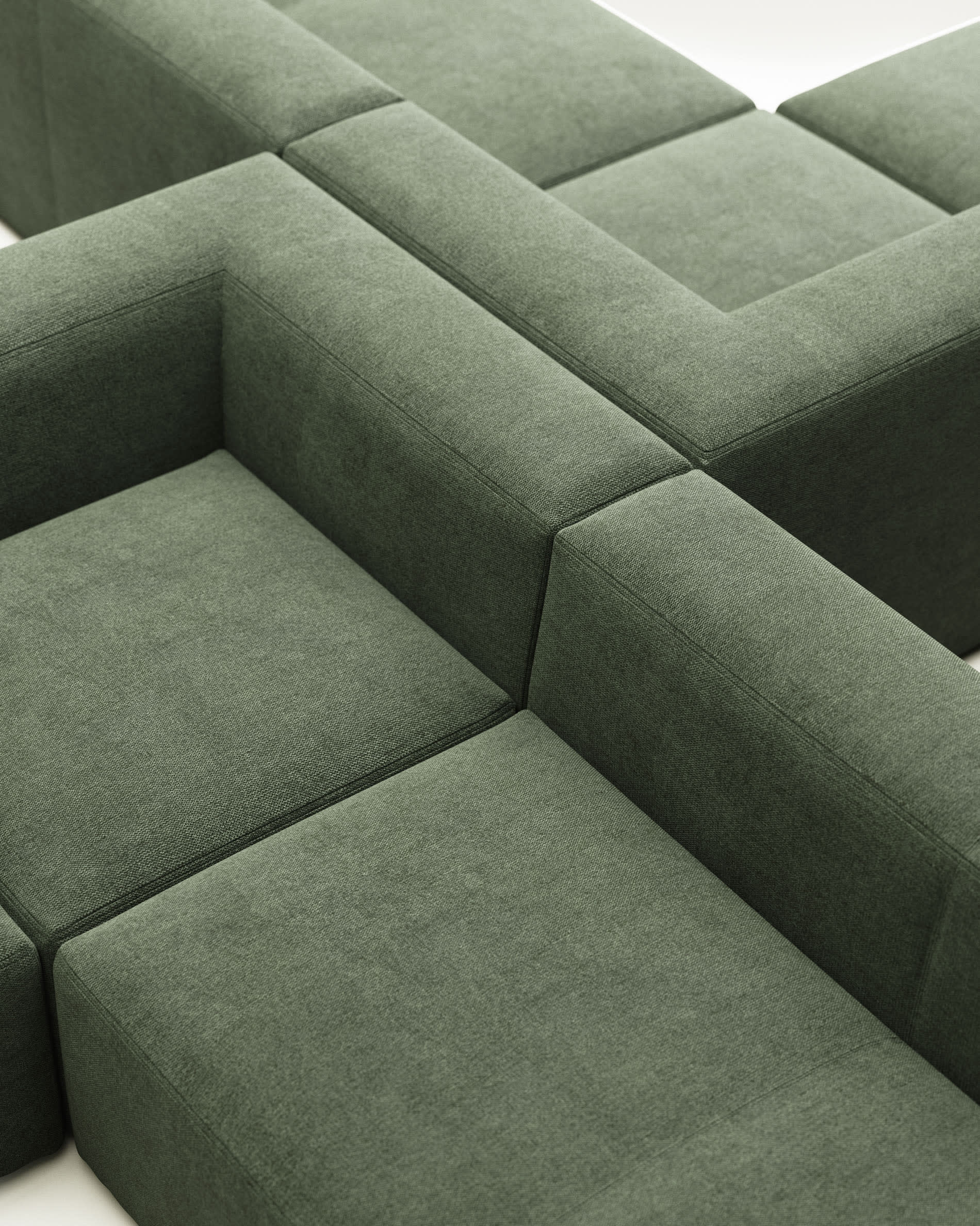Blok fire-retardant 4-seater corner sofa in green chenille 290 x 290cm