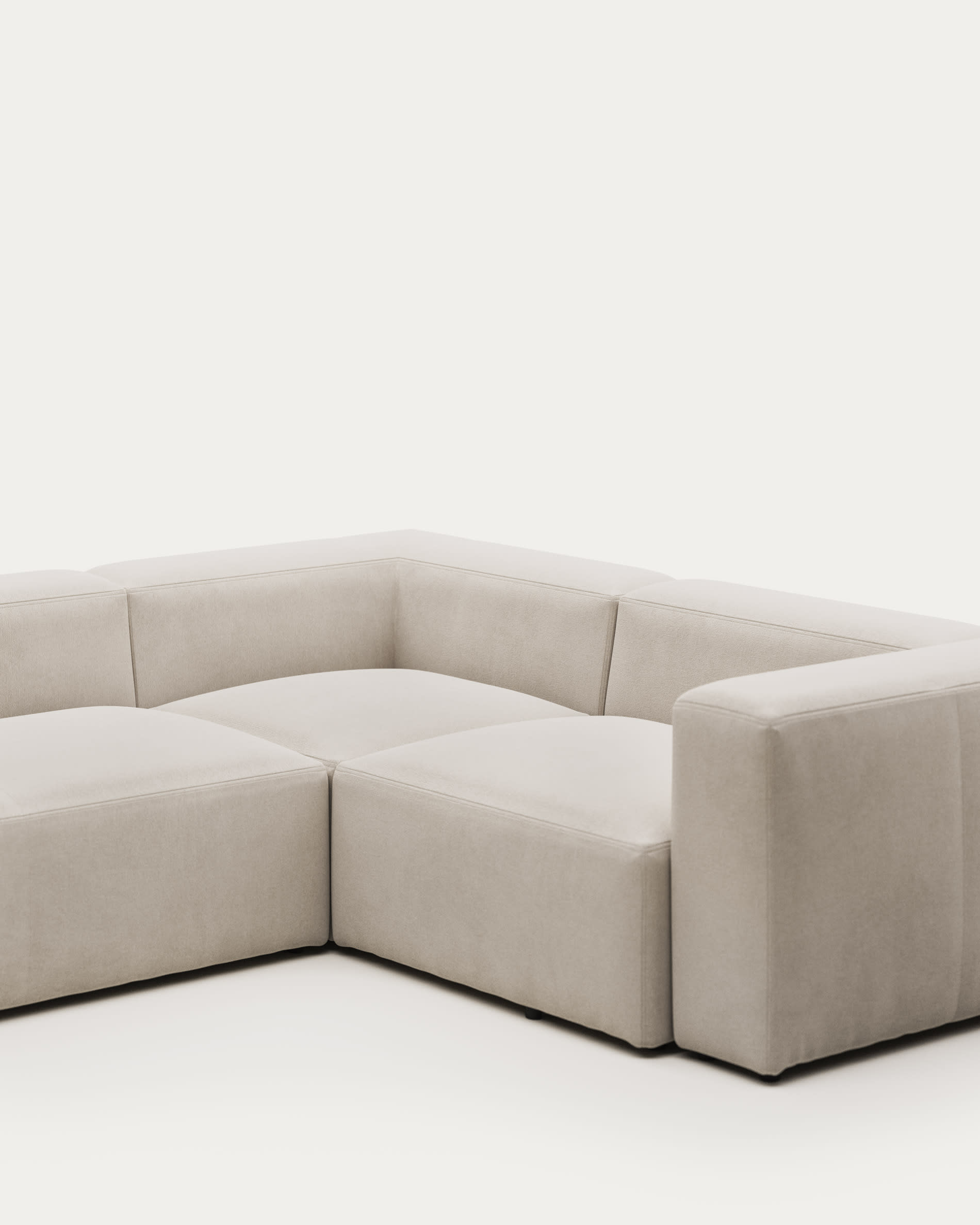 Blok fire-retardant 3-seater corner sofa in white chenille 290 x 230cm/230 x 290cm