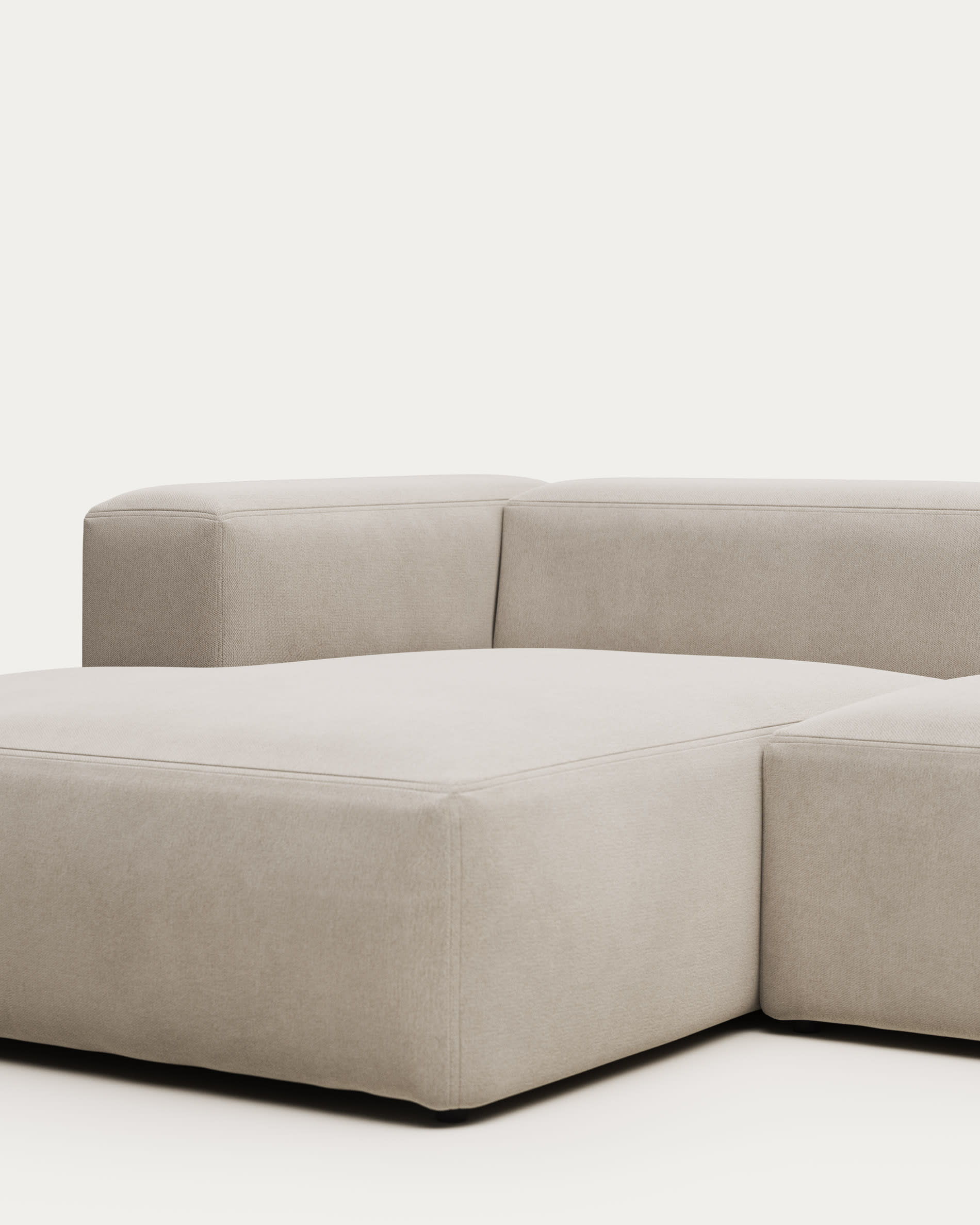 Blok fire-retardant 3-seater sofa with left chaise longue in white chenille 300cm