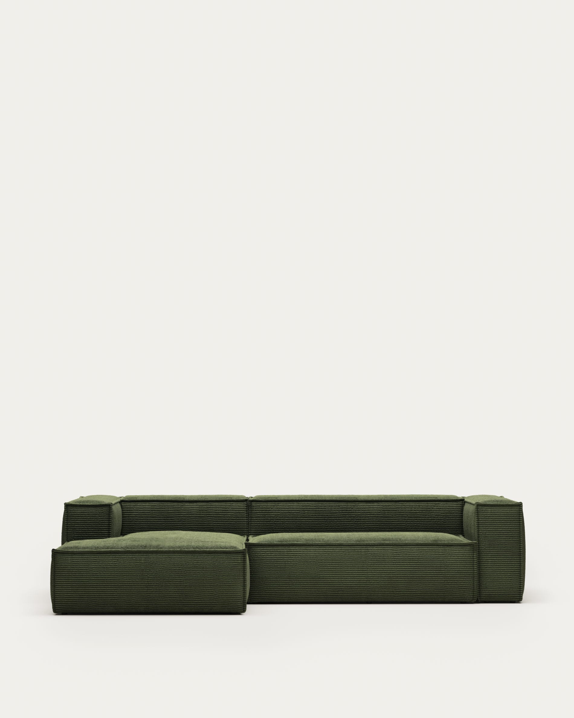 Blok 3-Sitzer-Sofa Grün Cord mit Chaiselongue 300 cm