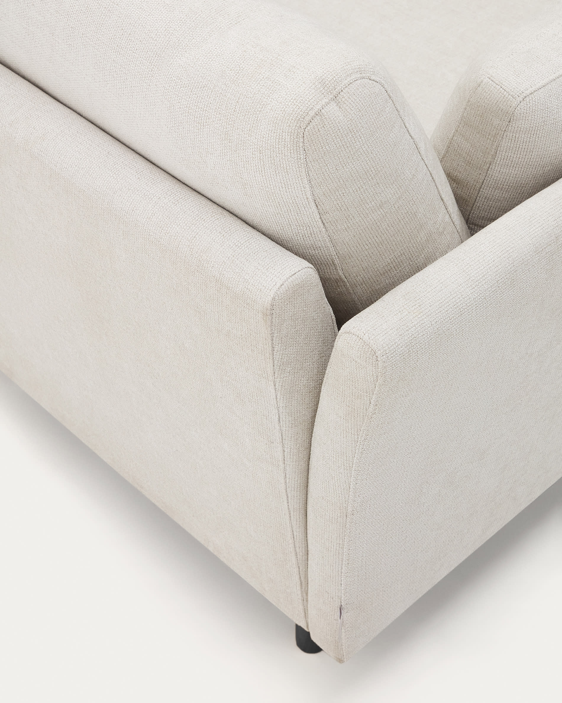 Gilma 2 seater sofa in chenille pearl with painted black finish legs, 170 cm
