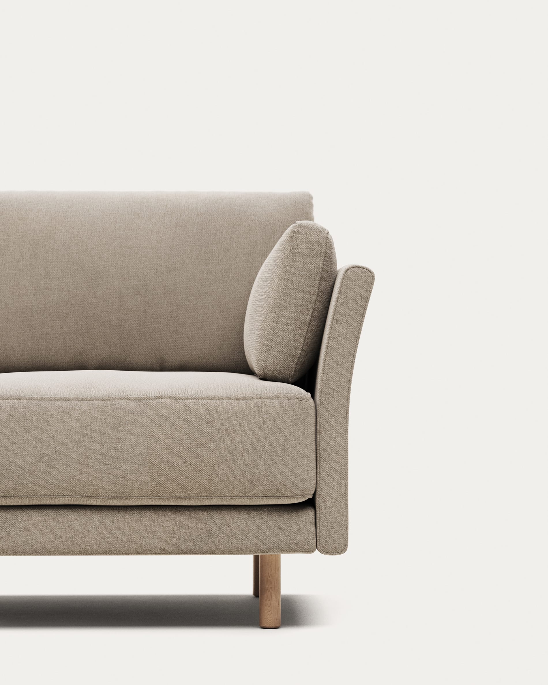 Gilma fire-retardant 2-seater sofa in beige chenille with natural-finish legs 170cm