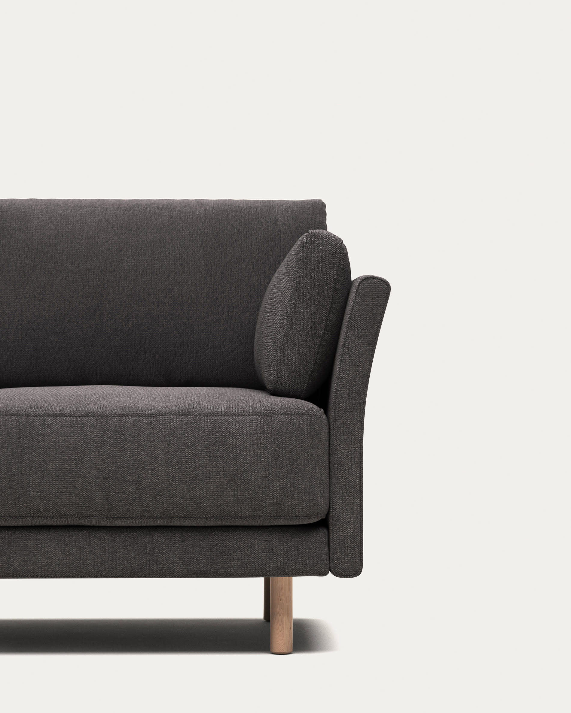 Gilma 2 seater sofa in grey with natural finish legs, 170 cm FR