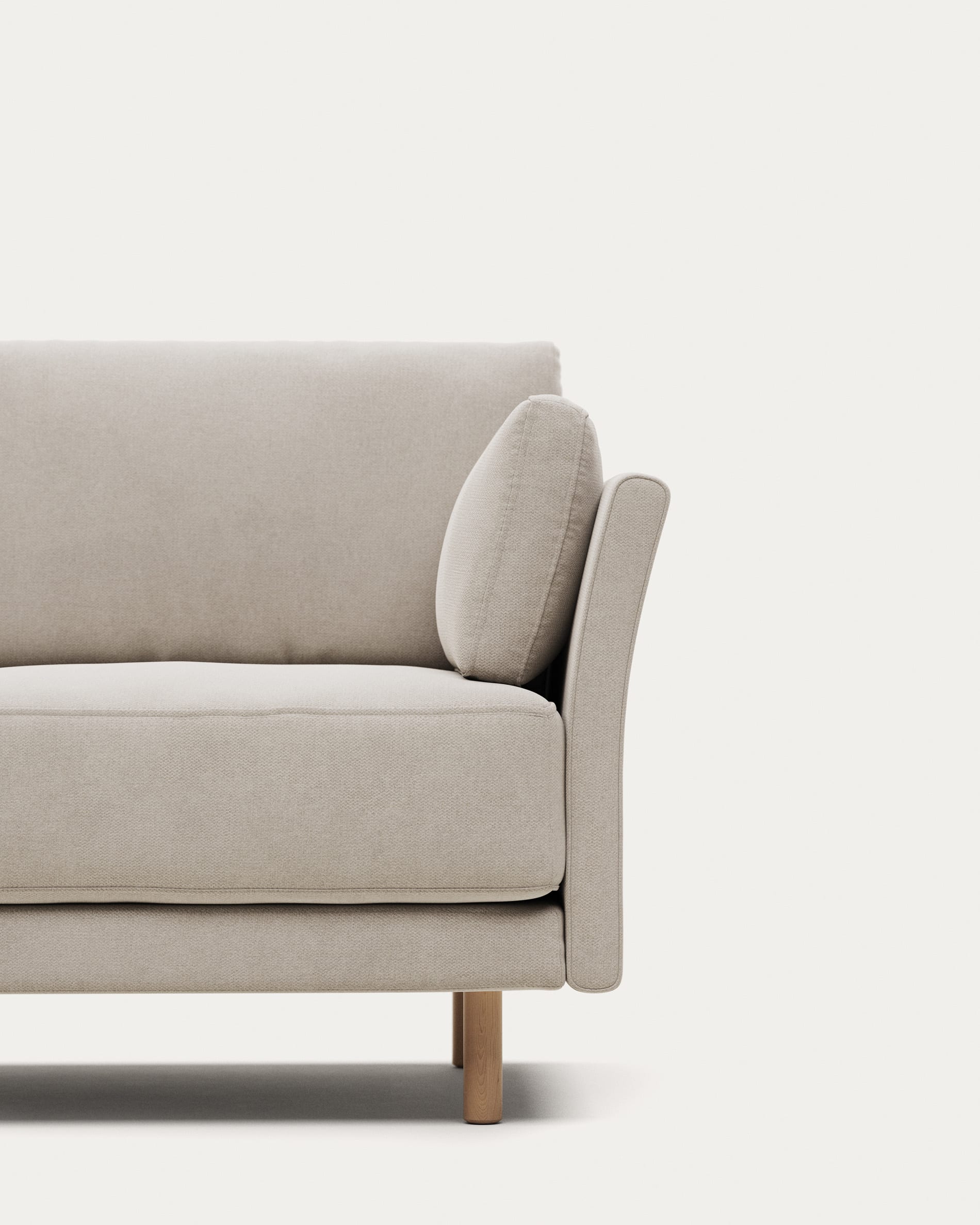 Gilma fire-retardant 2-seater sofa in white chenille with natural-finish legs 170cm