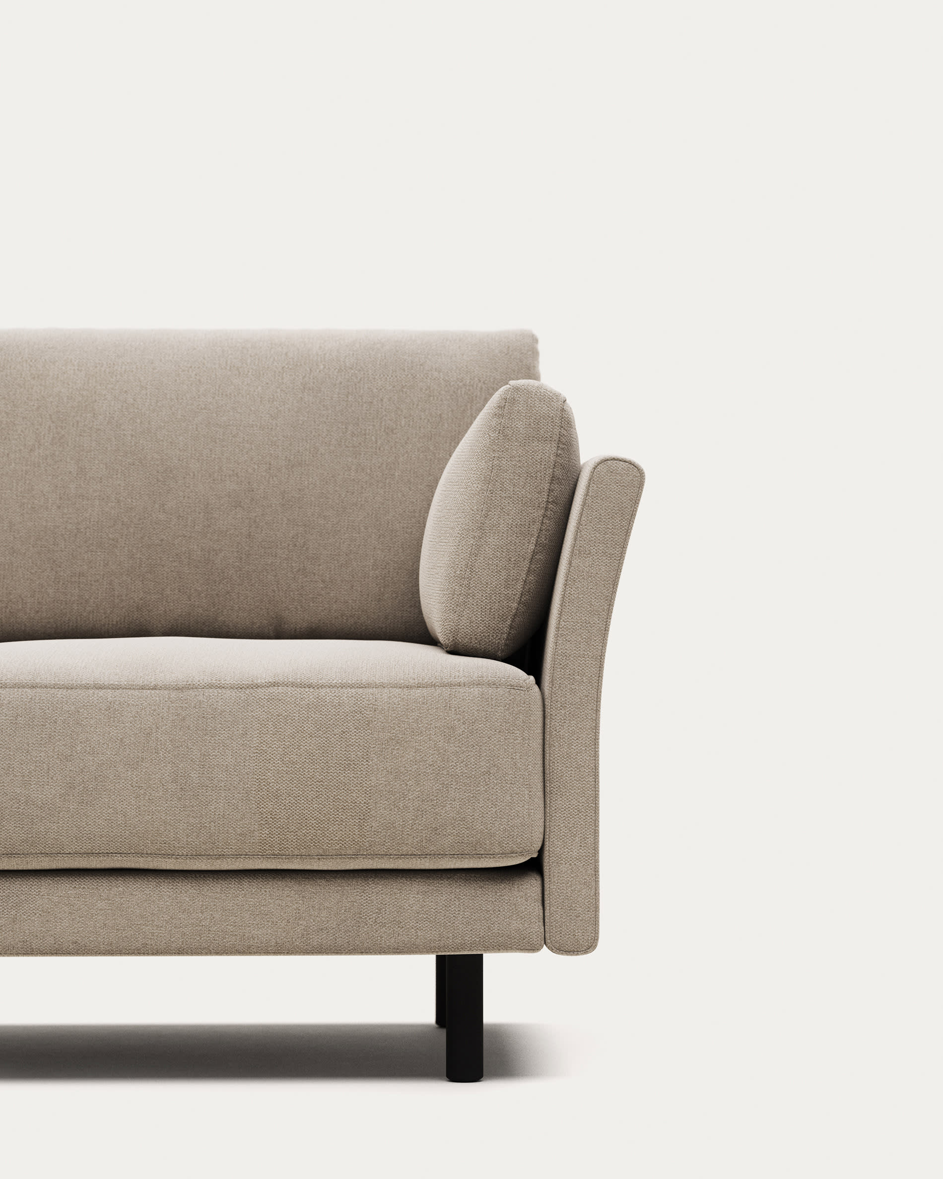 Gilma fire-retardant 2-seater sofa in beige chenille with black-finish legs 170cm