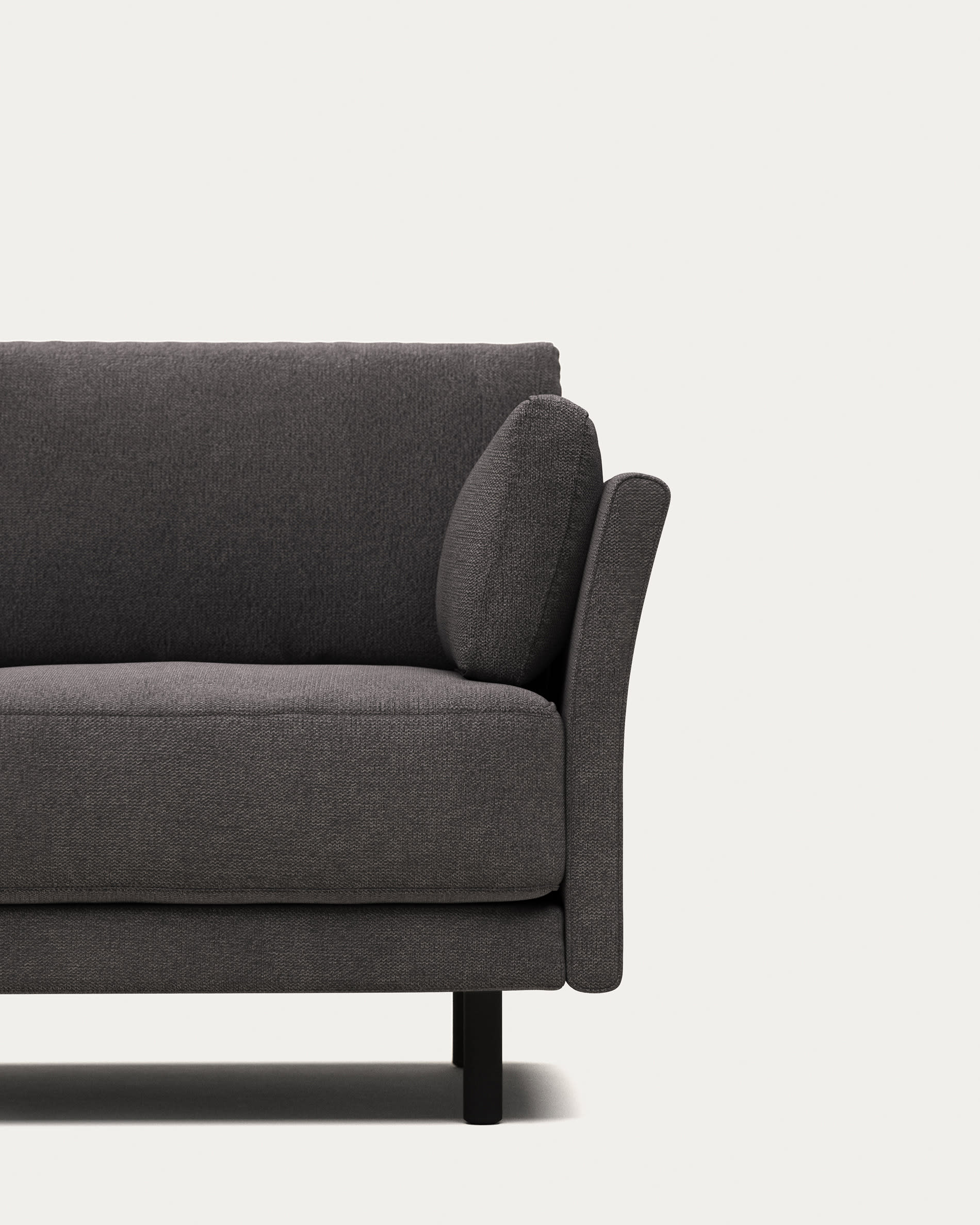 Gilma 2 seater sofa in grey with black finish legs, 170 cm FR